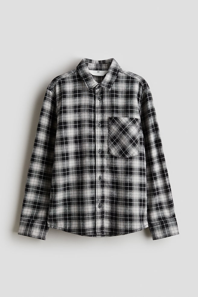 Cotton Flannel Shirt - Black/Check/Blue/Check - 1
