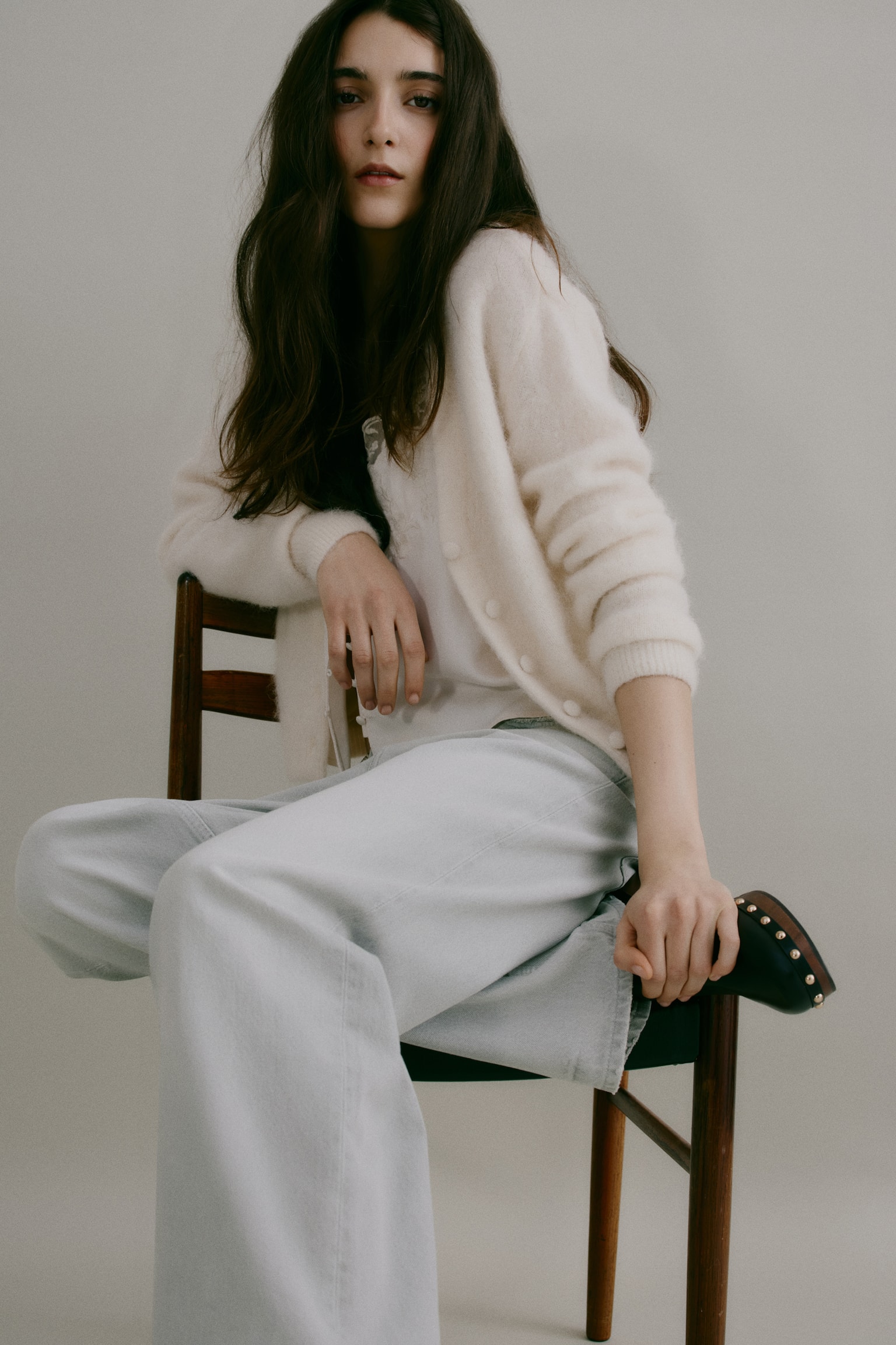 Wide High Jeans - אפור בהיר/כחול ג'ינס כהה - 5