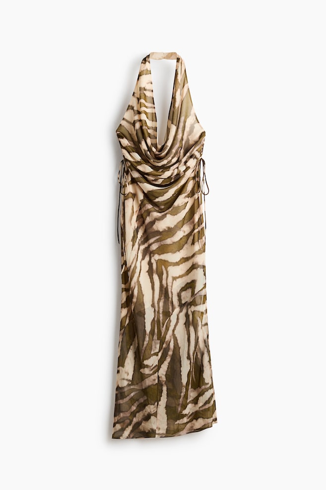 Robe dos nu avec cordons de serrage - Beige clair/imprimé zèbre - 1