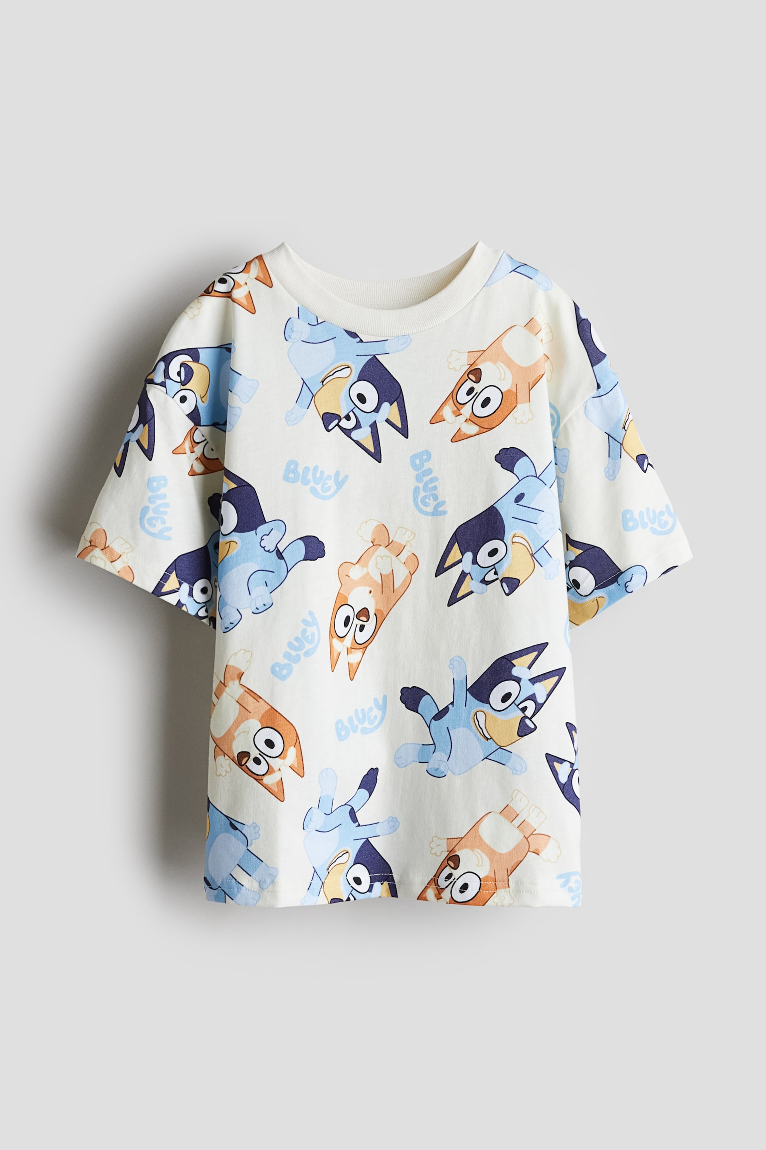 Printed T-shirt - Cream/Bluey/Black/Minecraft/White/Minecraft/Light blue/Minions/White/Minions/Bright blue/Super Mario/Light yellow/The Hulk/Light green/Jurassic World/White/Marvel Comics/Mint green/Mickey Mouse/White/Pokémon/Black/Sonic the Hedgehog/White/Bluey - 1