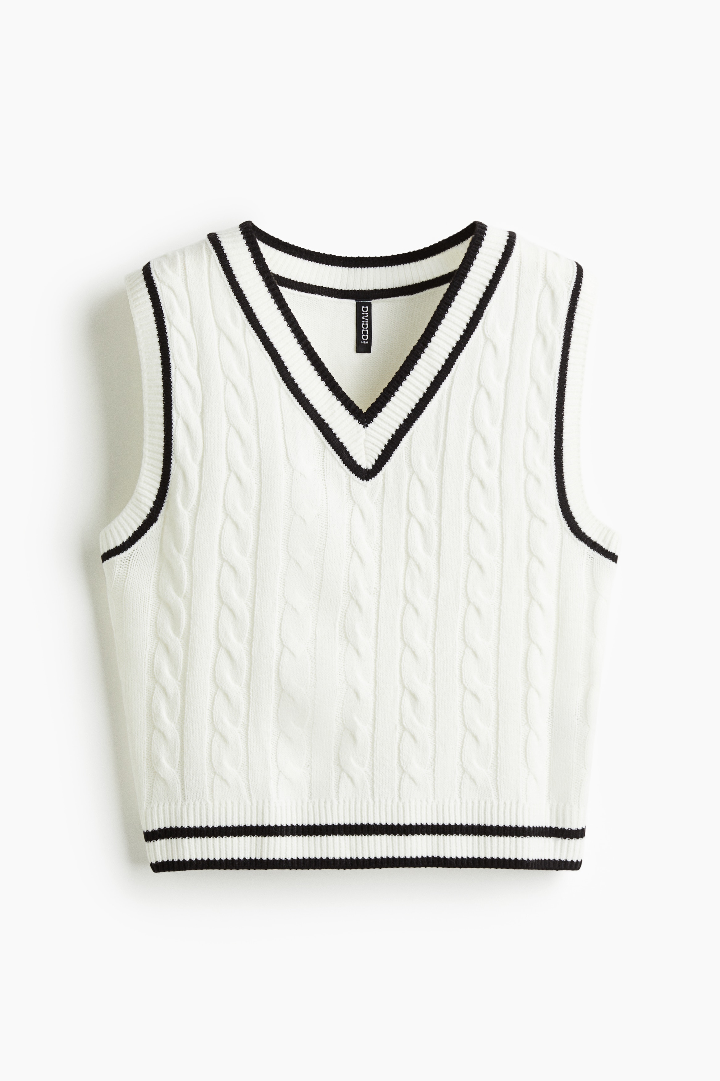 Cable-Knit Sweater Vest - White/black