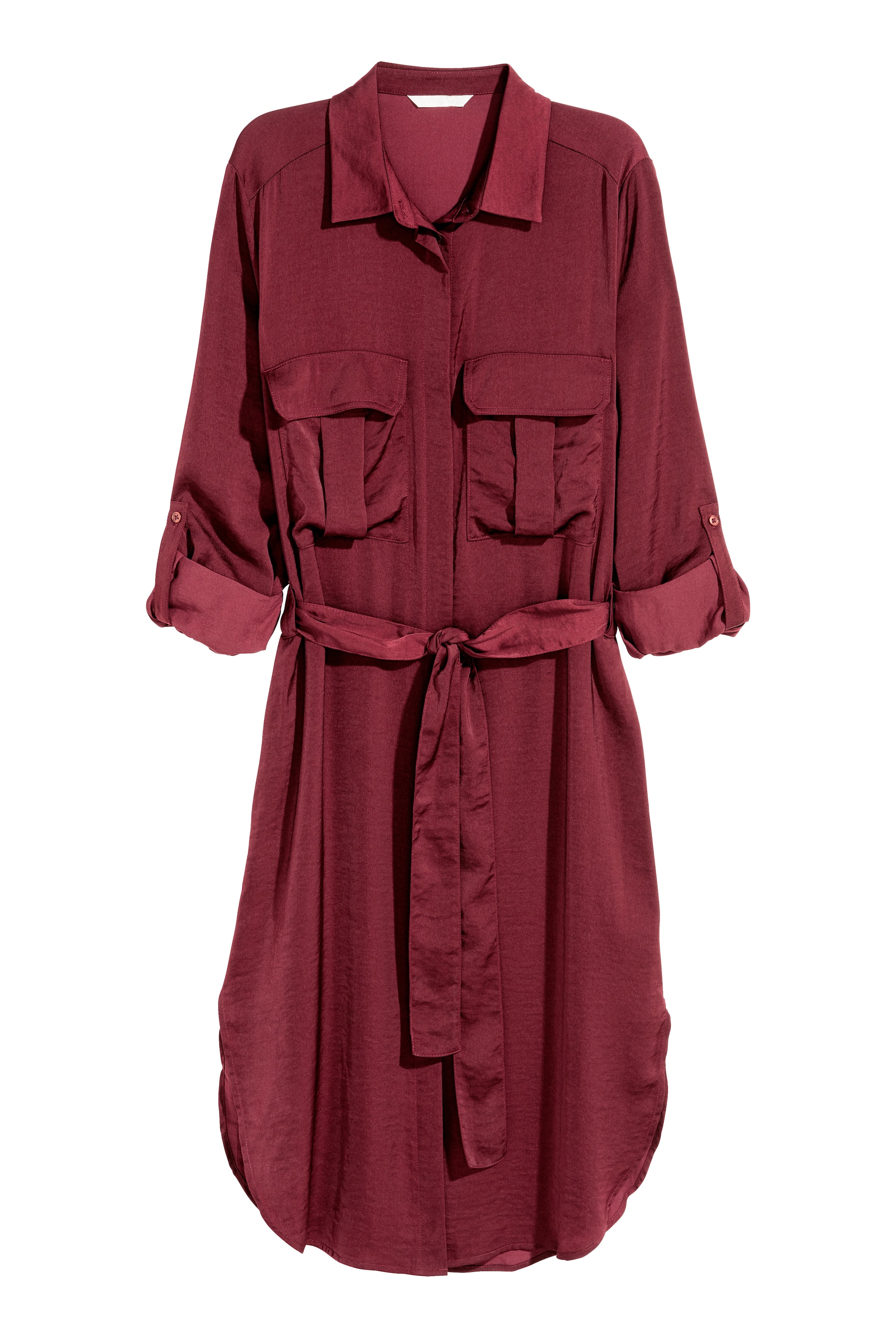 View larger image: Satin shirt dress - Burgundy - Ladies | H&M GB 1