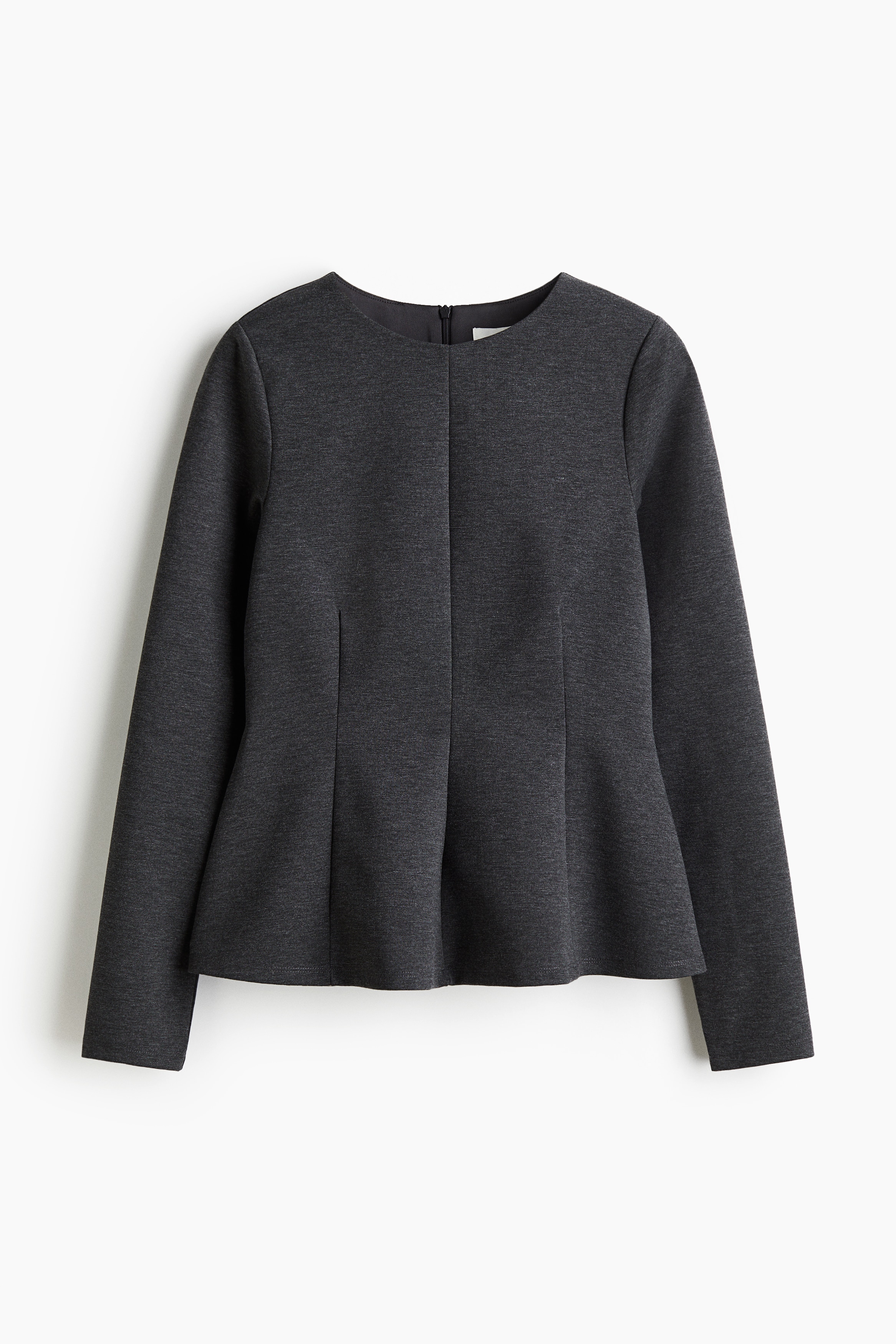 Jersey Peplum Top - Dark gray/Black/Red