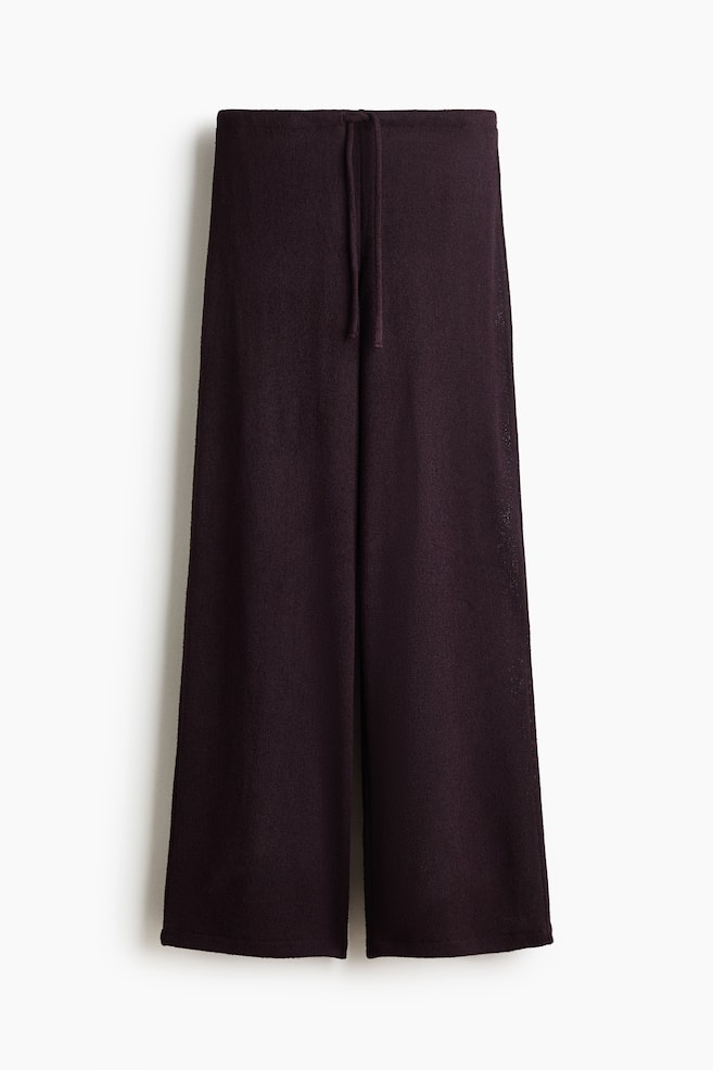 Pantaloni in maglia con coulisse - Viola scuro/Crema/Beige - 1