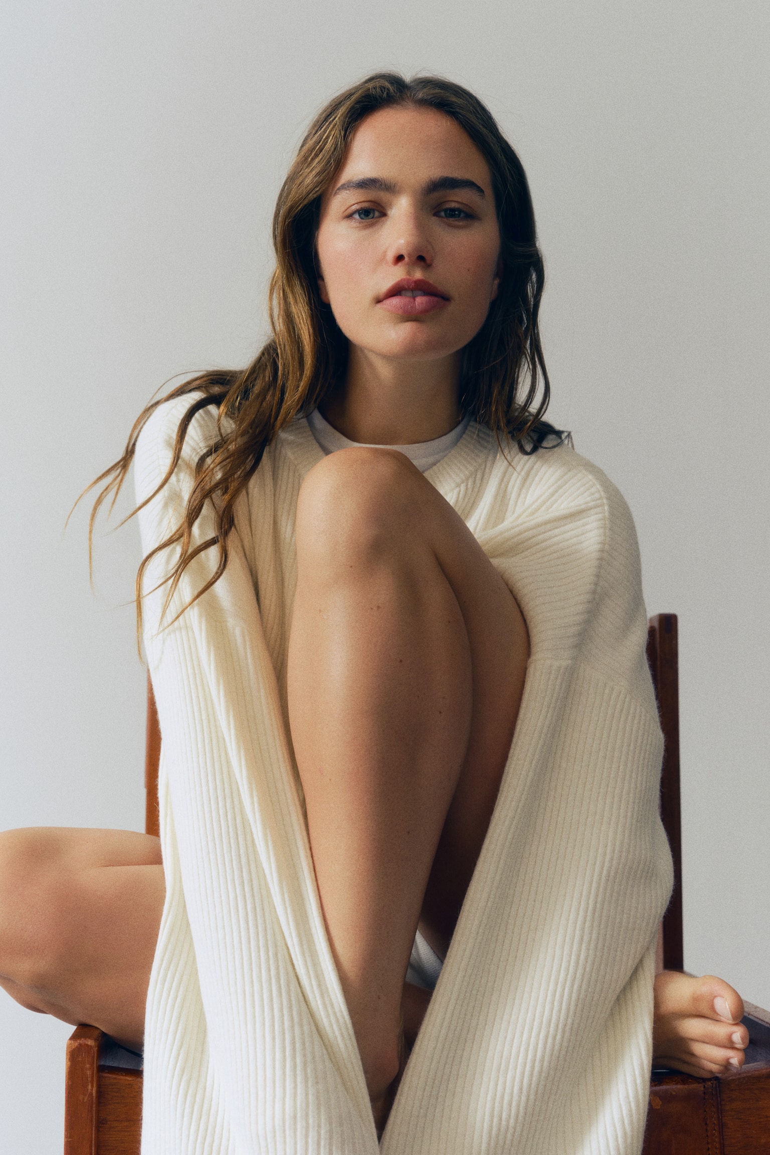 Женский свитер H&M Rib-Knit, цвет: Кремовый — фото 4