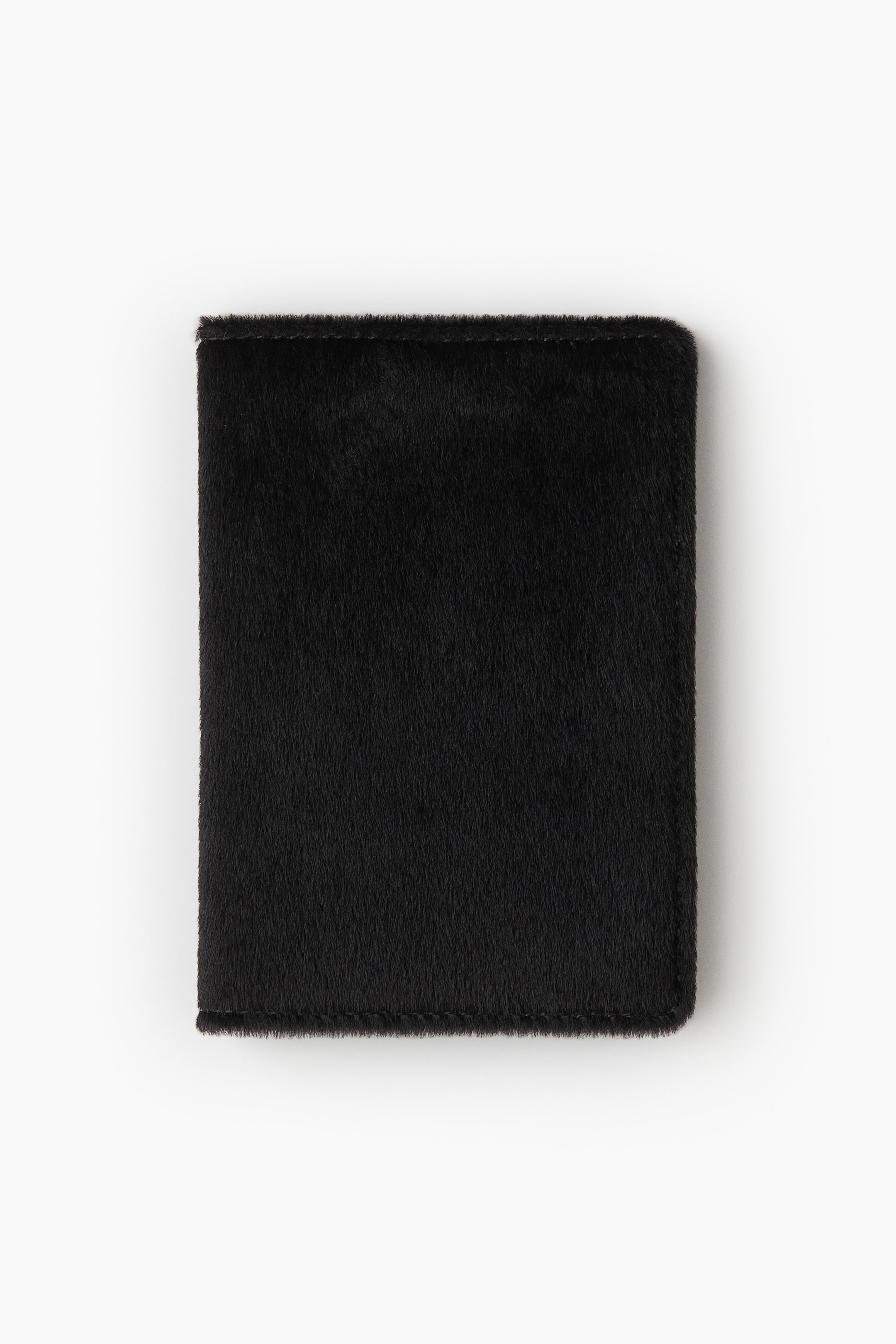 Fuzzy-Detail Leather Passport Cover