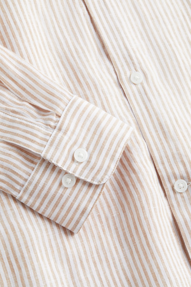 Skjorte i hør Regular Fit - Lys beige/Stribet/Hvid/Lys beige/Lyseblå/dc/dc - 7