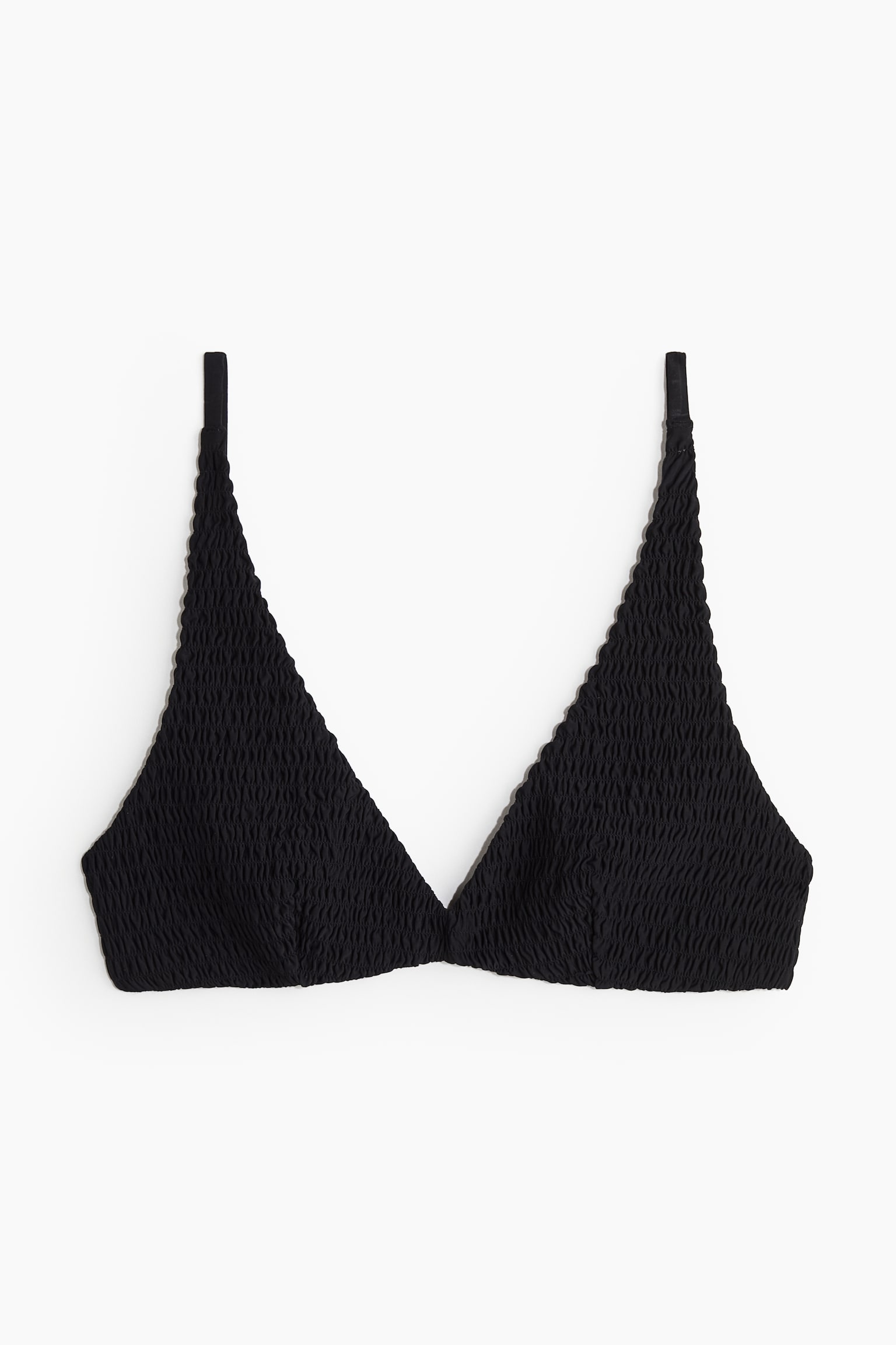 Smocked triangle bikini top - Black - 2