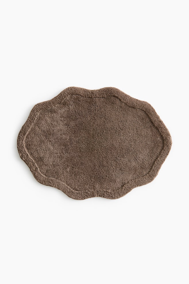 Tapis de bain en coton tufté - Marron/Blanc/Bleu ancien/Rouge prune foncé - 1
