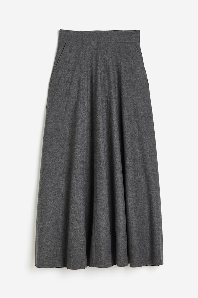 Flared wool-blend skirt - Dark grey marl - 2