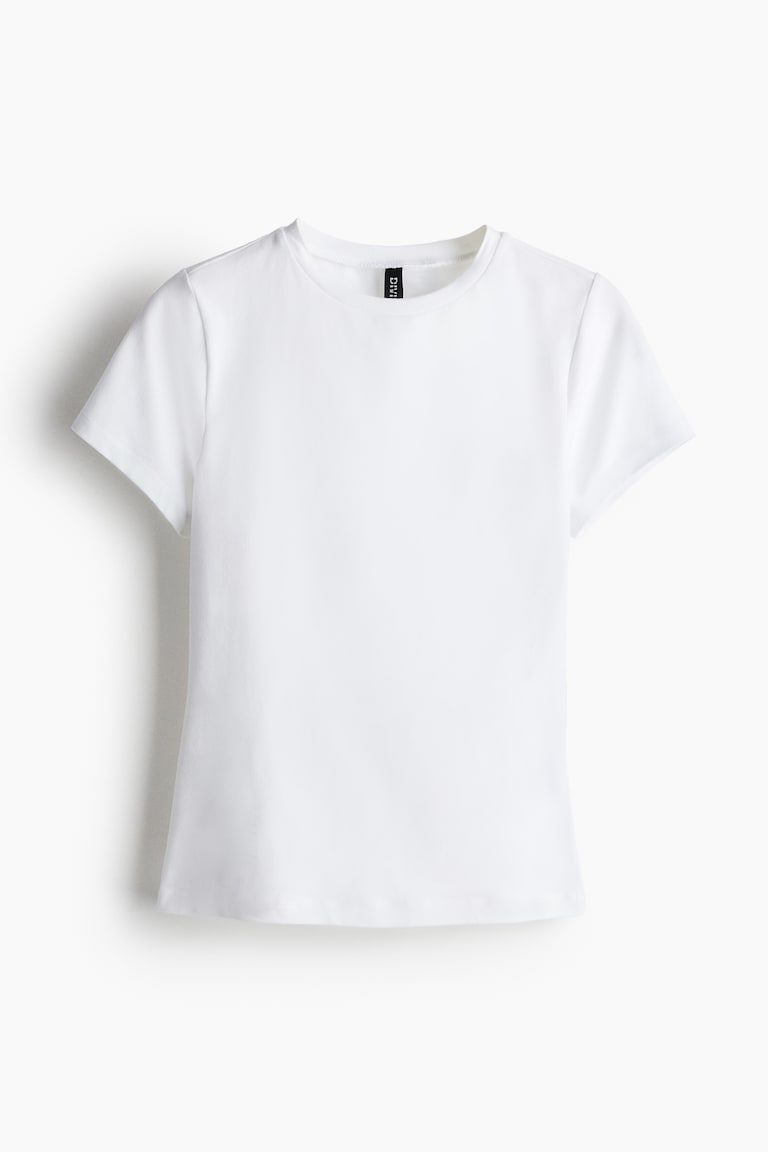 Fitted T-shirt White Ladies H&M