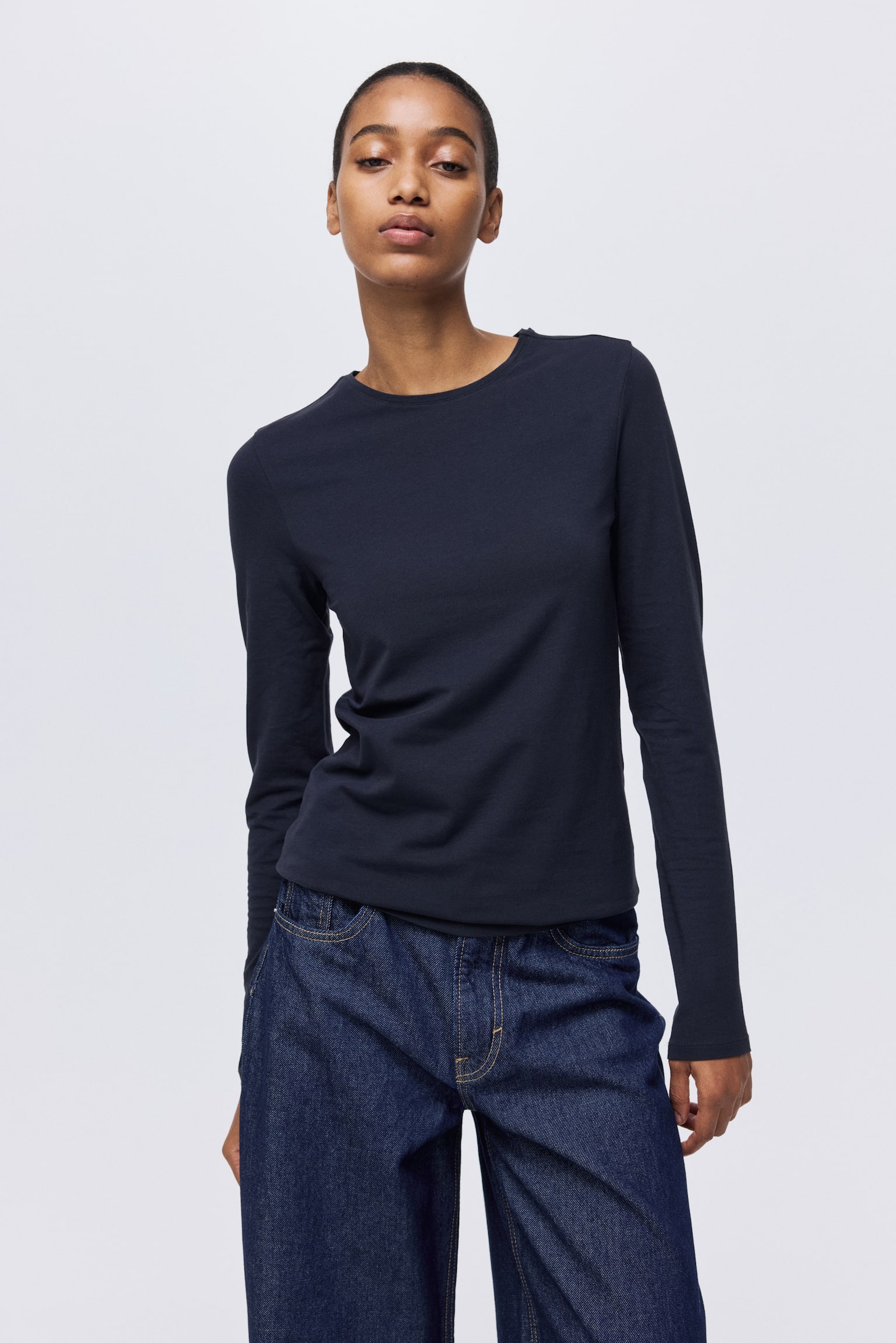 Áo ôm vải cotton - Màu xanh tím than/Màu trắng/Màu đen - 6