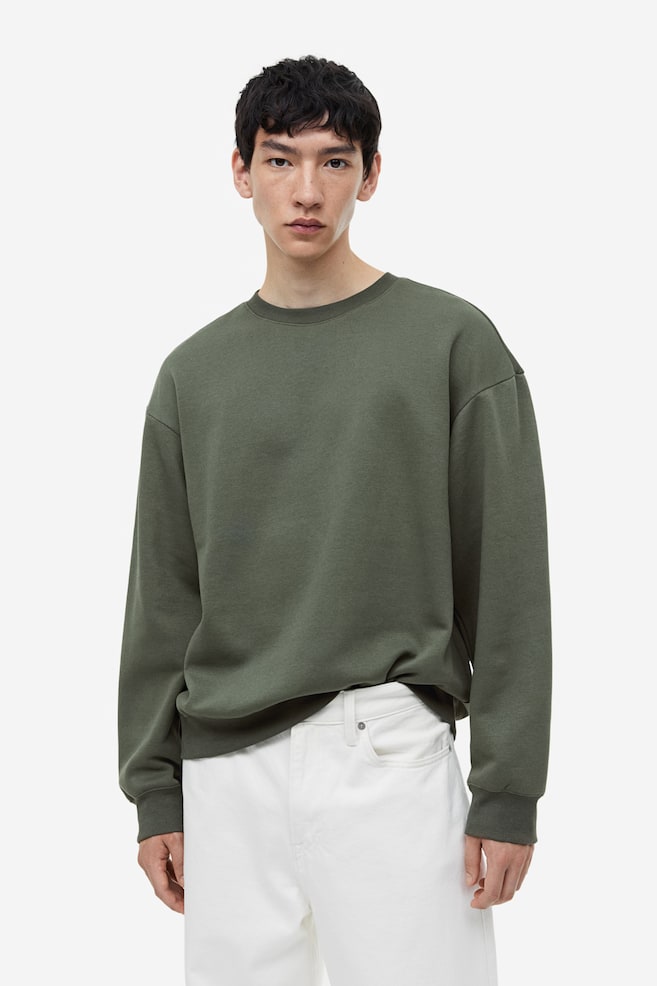 Relaxed Fit Sweatshirt - Dark green/Black/Light grey marl/White/dc/dc/dc/dc/dc/dc/dc/dc/dc/dc - 1