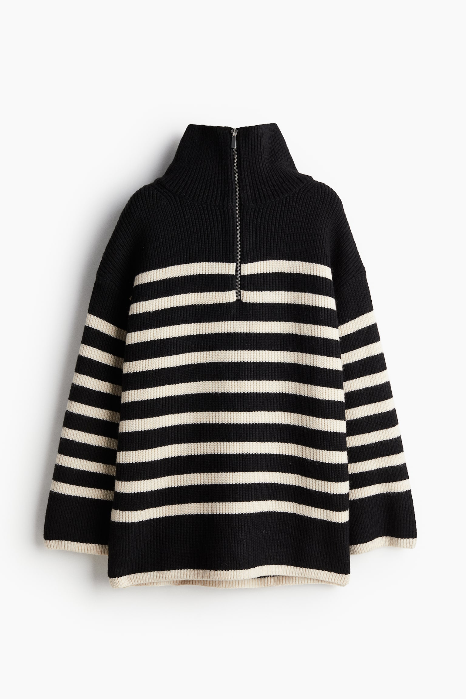 Zip-top rib-knit jumper - Black/Striped/Brown/Pigeon blue/Light beige marl/Grey marl/Navy blue - 2