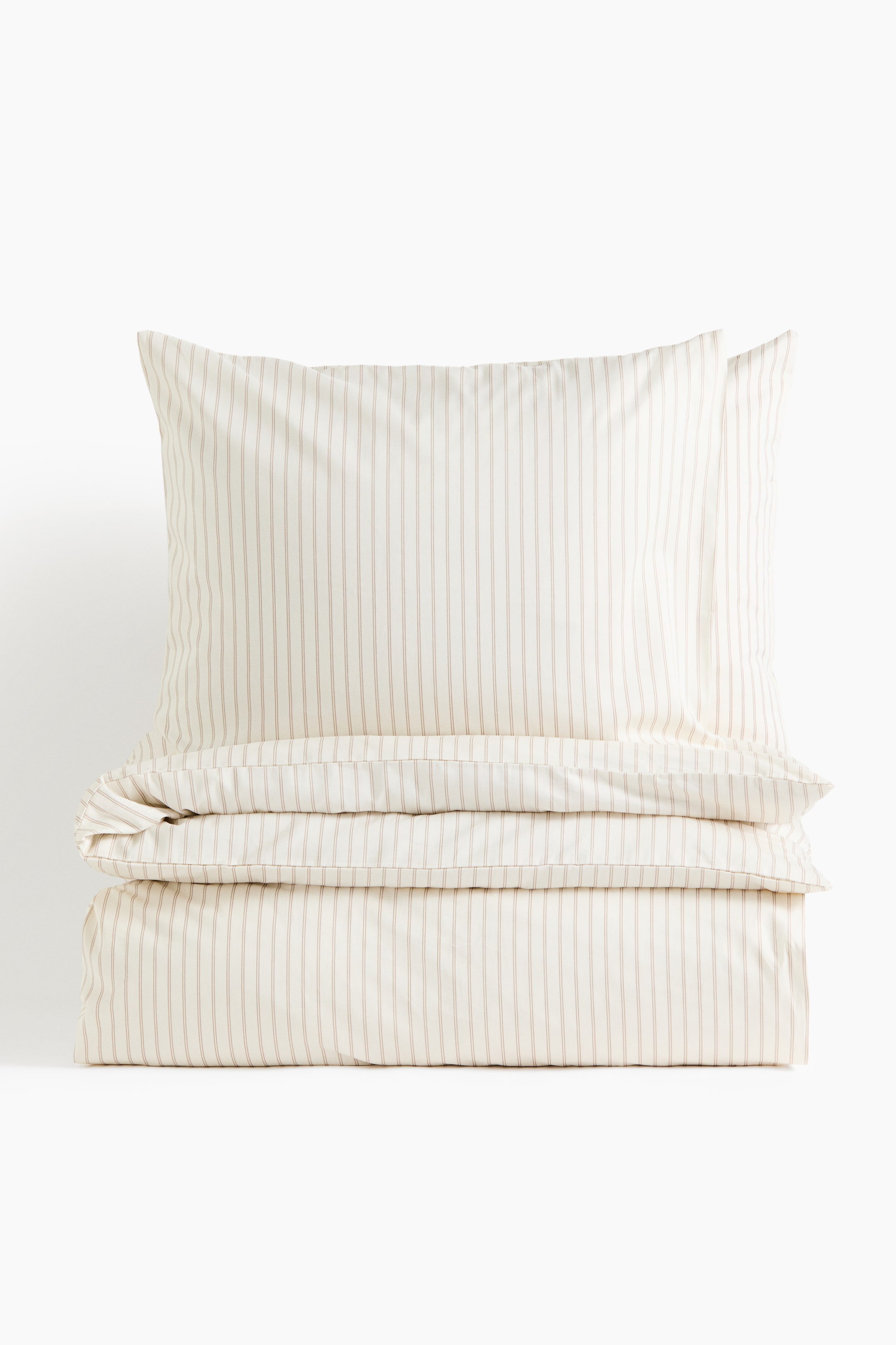 View larger image: Cotton sateen double/king duvet cover set - White/Beige striped - Home All | H&M 1