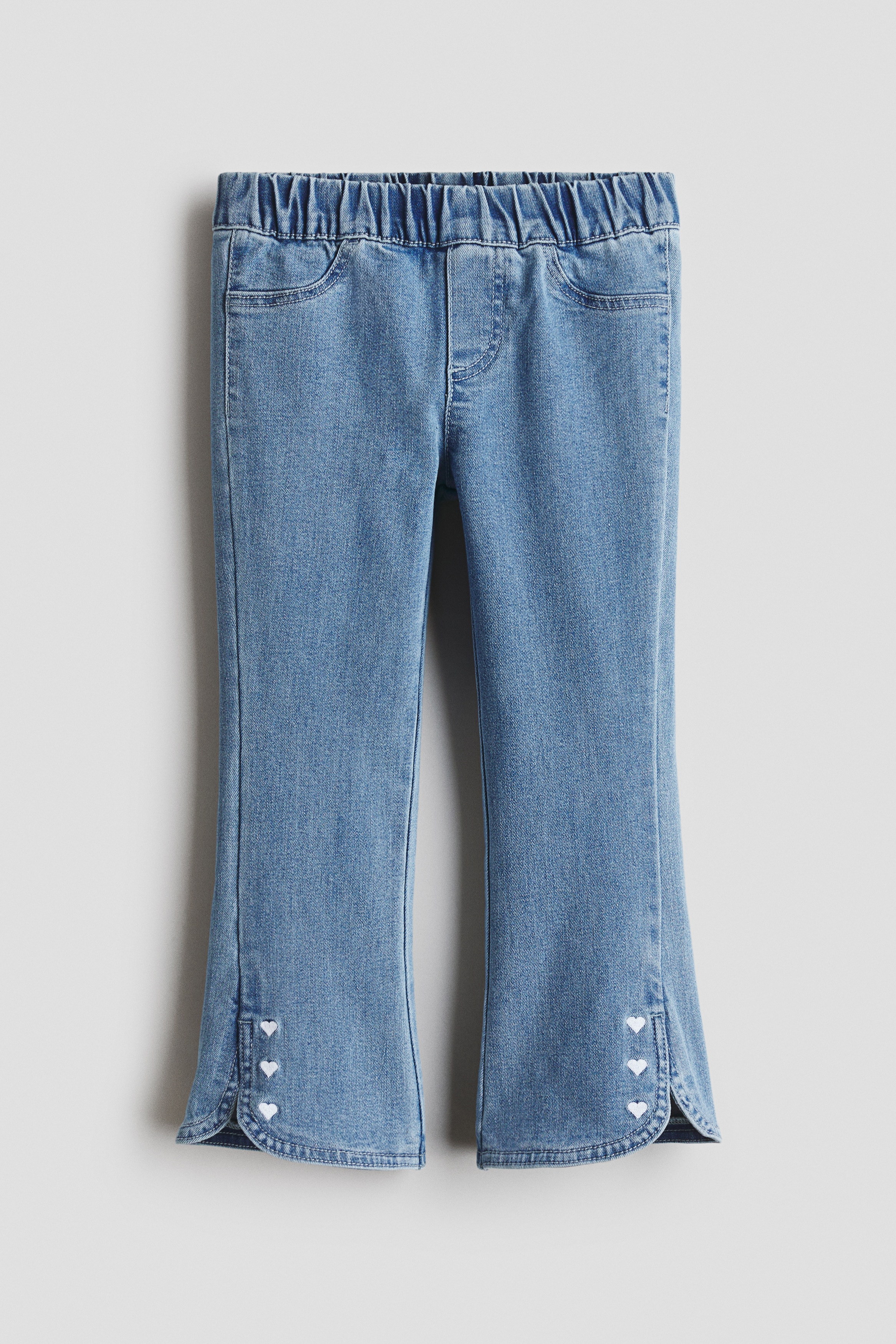 Denim Jeggings with Embroidered-Details - Light denim blue/hearts