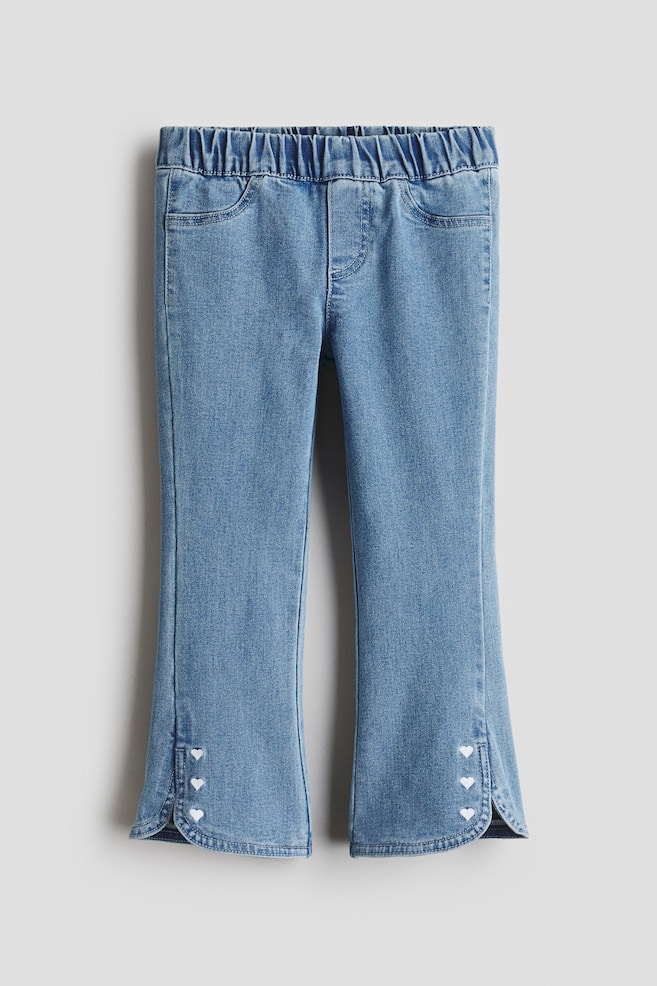 Embroidery-details denim jeggings - Light denim blue/Hearts - 1