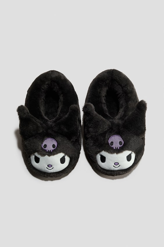 Детские тапочки H&M Fluffy Slippers, цвет: Чёрный