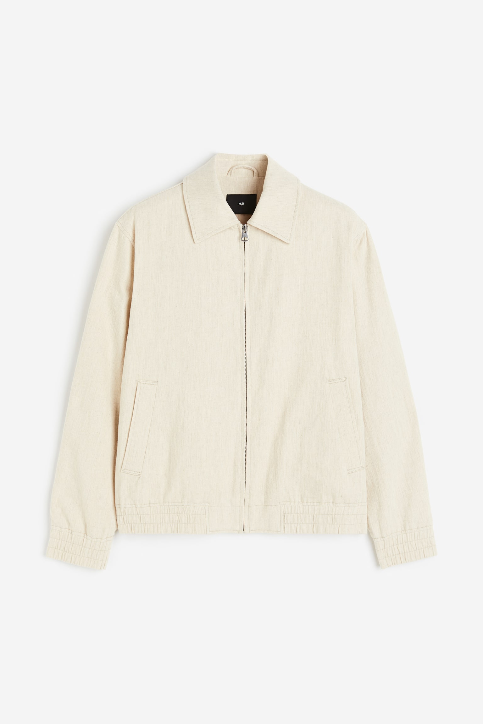 Regular Fit Linen-blend jacket - Light beige/Black - 1