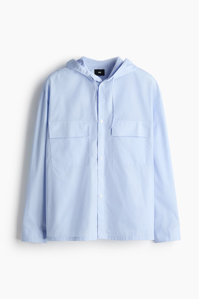 Hooded overshirt - Light blue - 1