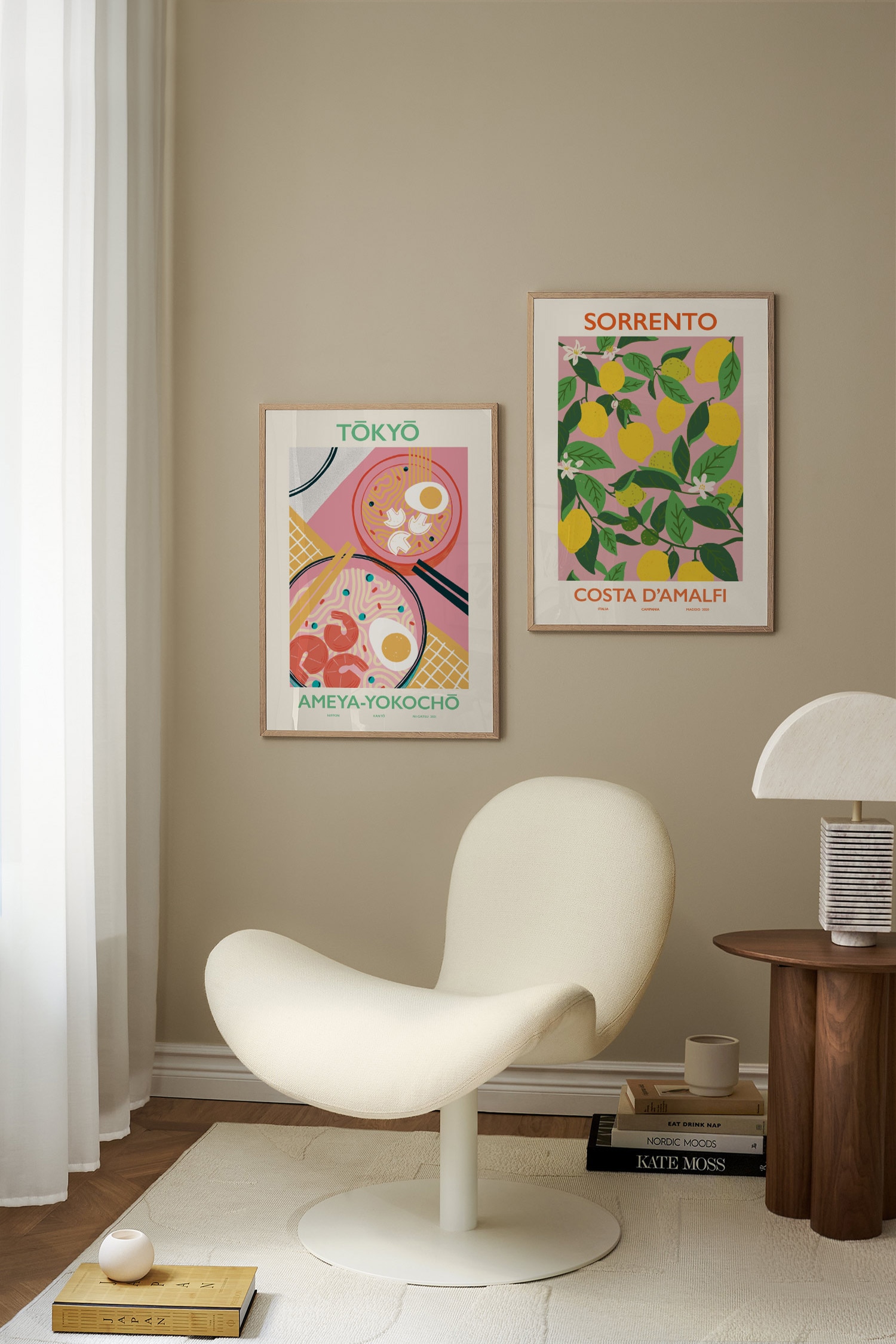 Colourful Graphic Poster Set - Pink/gul/grøn
