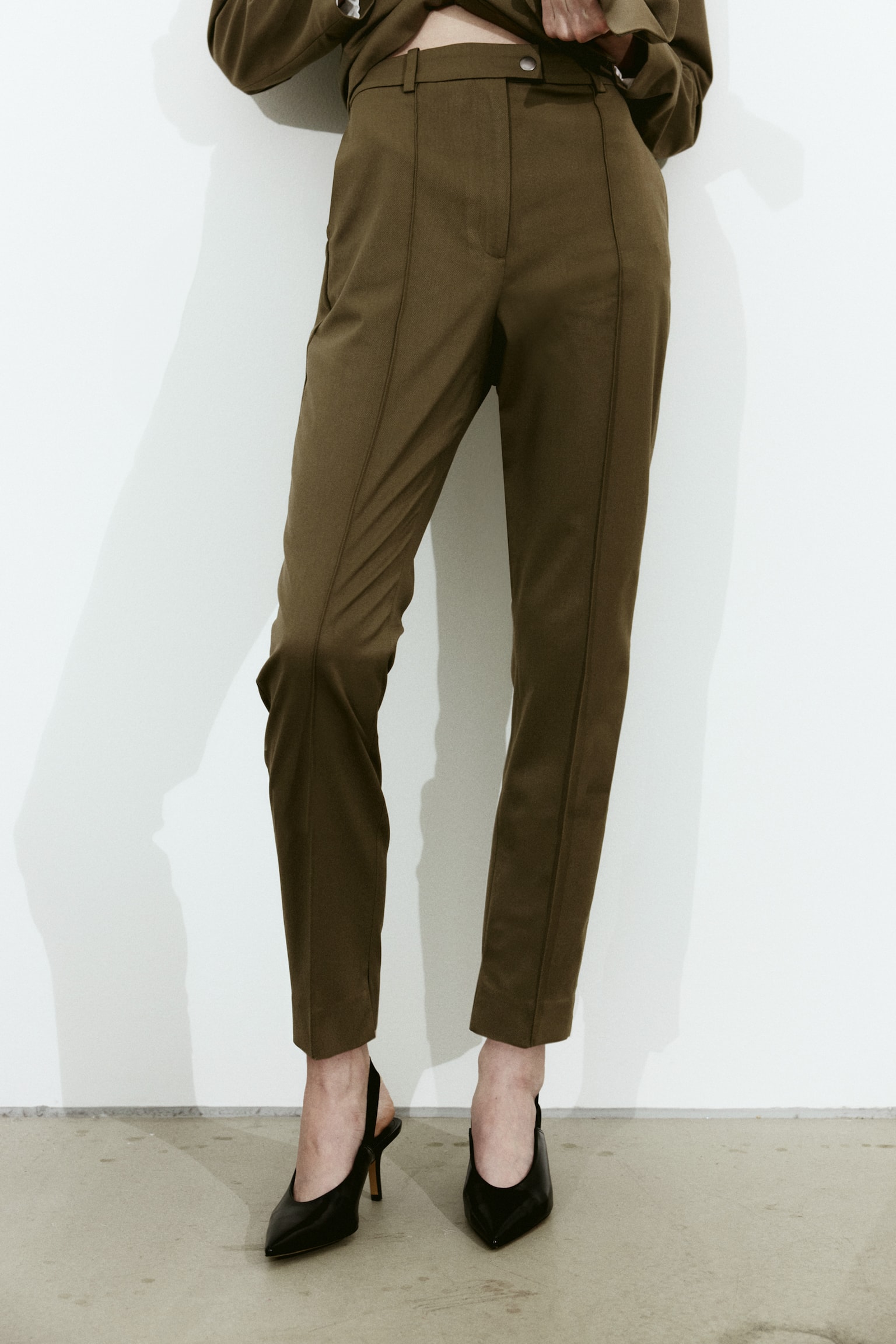 Tailored trousers - Dark khaki green/Dark grey - 3