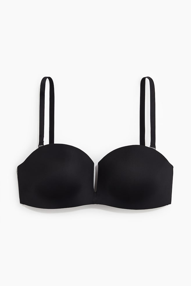Microfibre non-wired padded balconette bra - Black/Beige - 1
