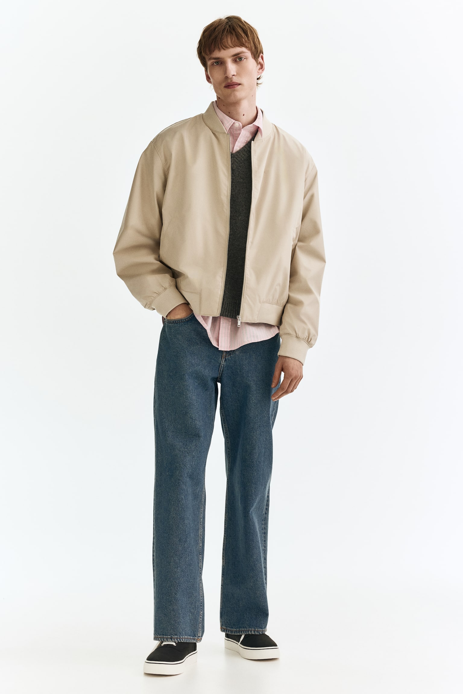 Lightweight bomber jacket - Light beige/Black/Dark blue/Dark beige - 5