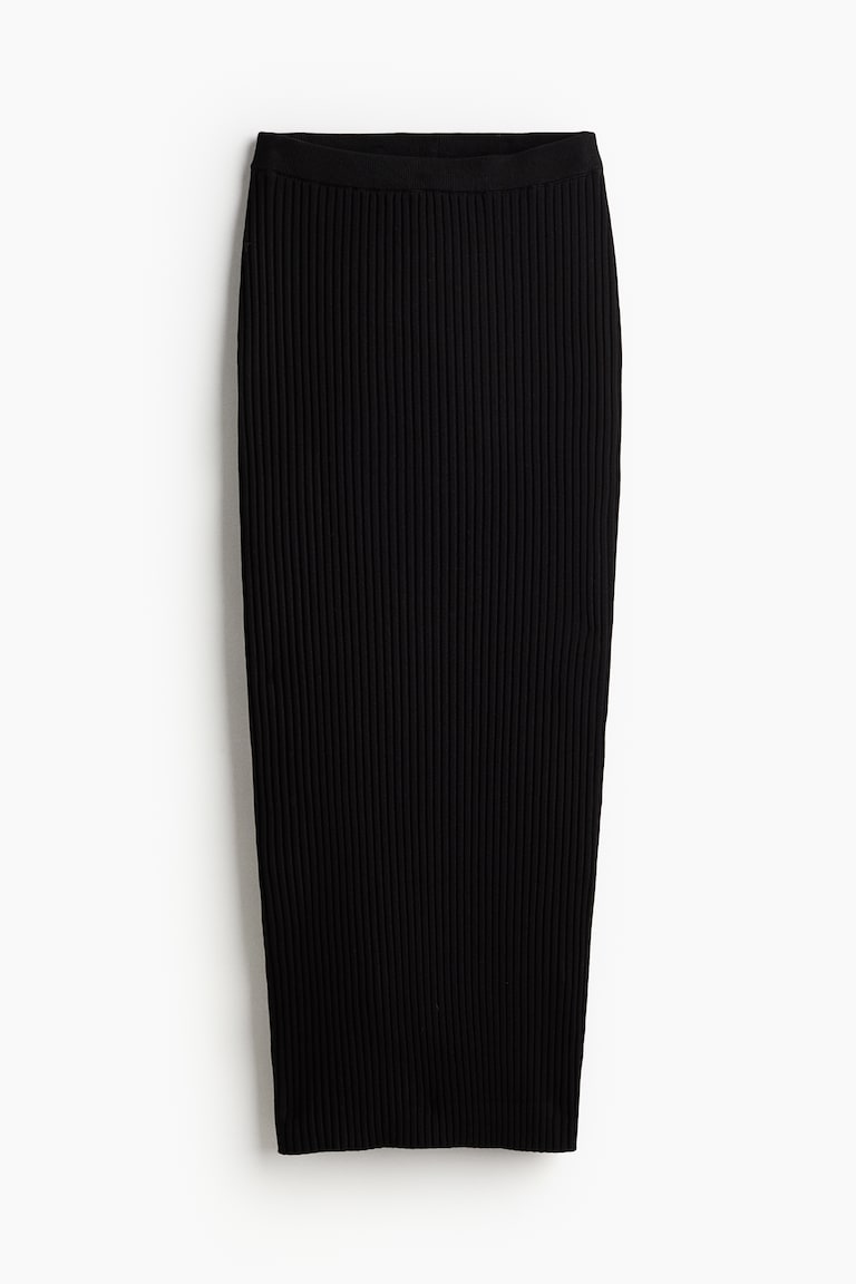 Rib-knit skirt Black Ladies H&M