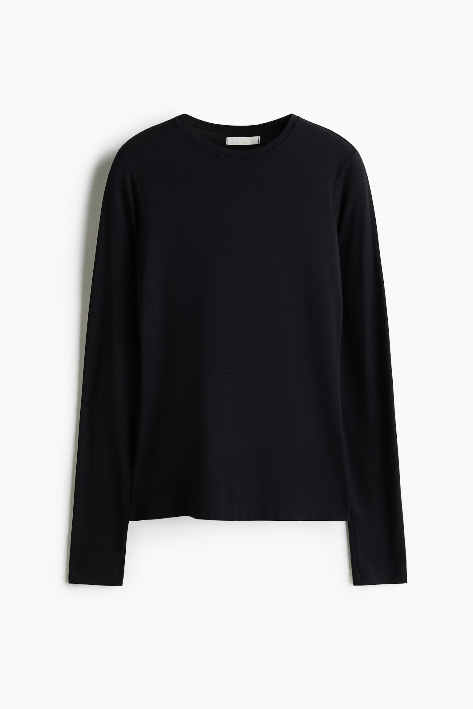 Long-sleeved modal top - Black/Ivory/Burgundy