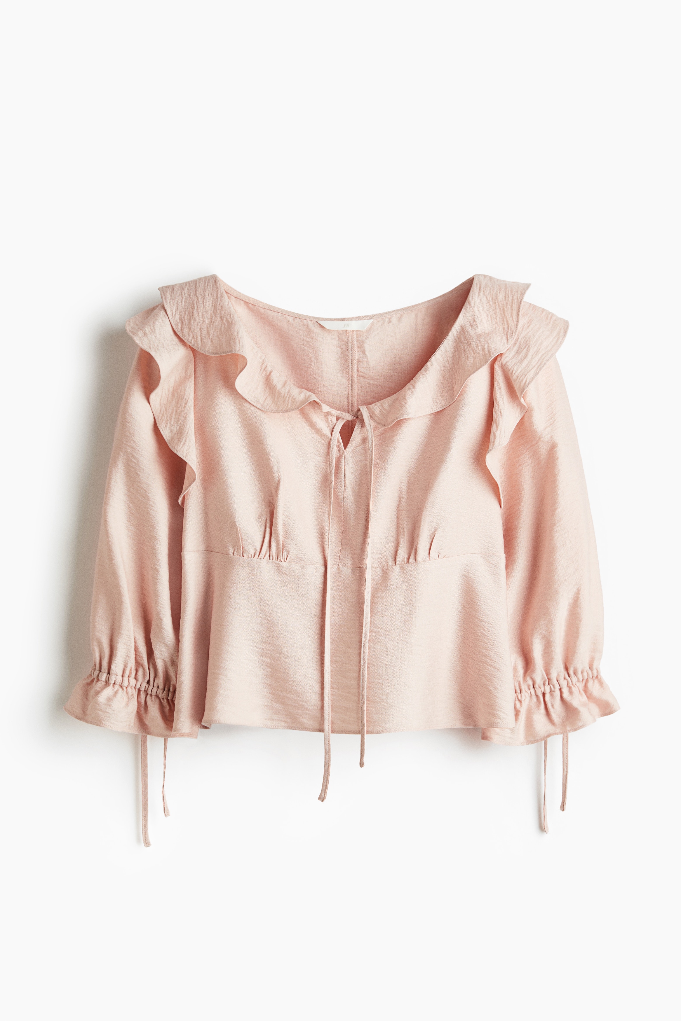 플라운스 디테일 블라우스 - 파우더 핑크