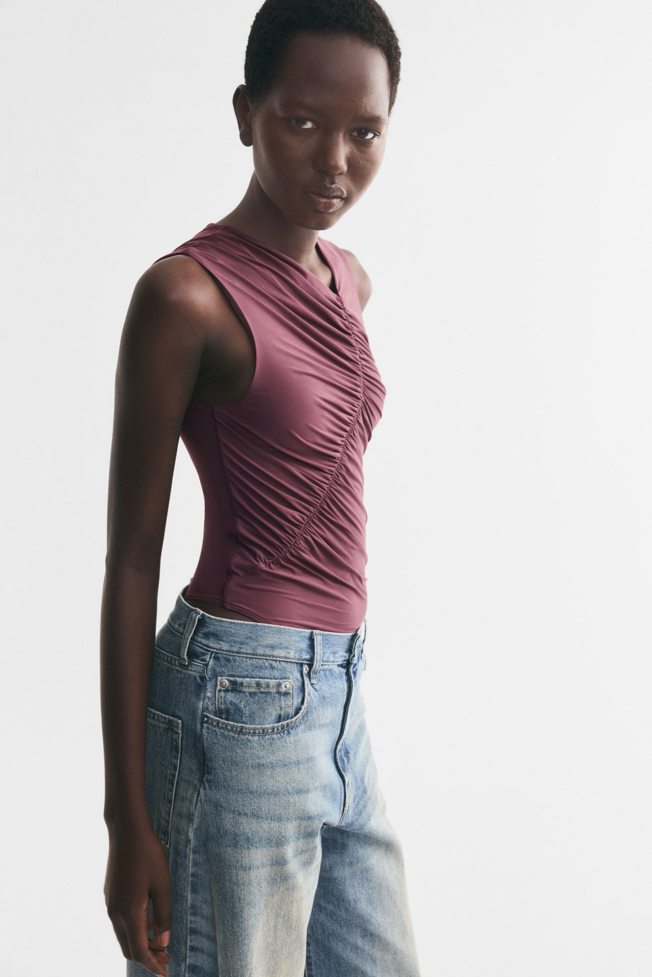 View larger image: Draped jersey body - Burgundy - Ladies | H&M US 1