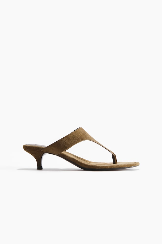 Kitten-heeled sandals - Khaki green/Black/Dark brown/Beige/Burgundy - 1