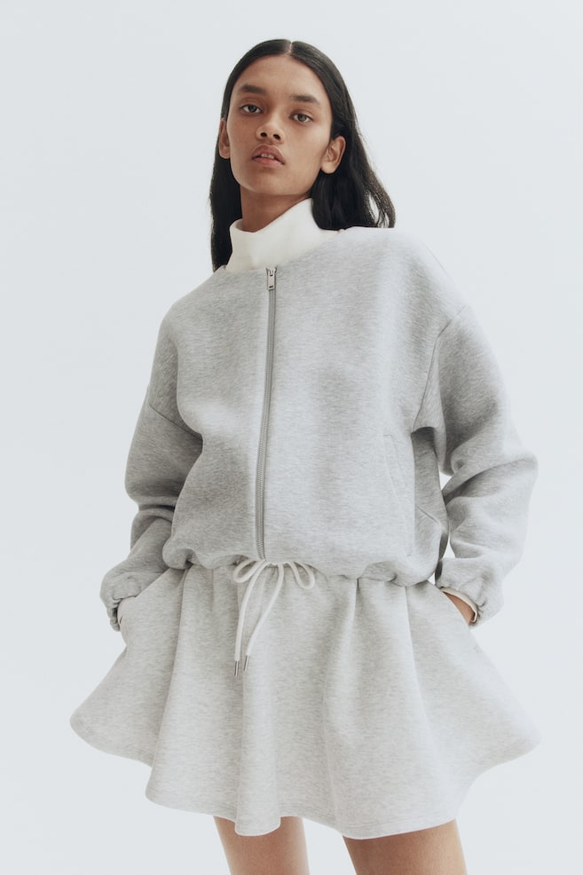 Sweat-Jacke aus Scuba - Graumeliert - 2