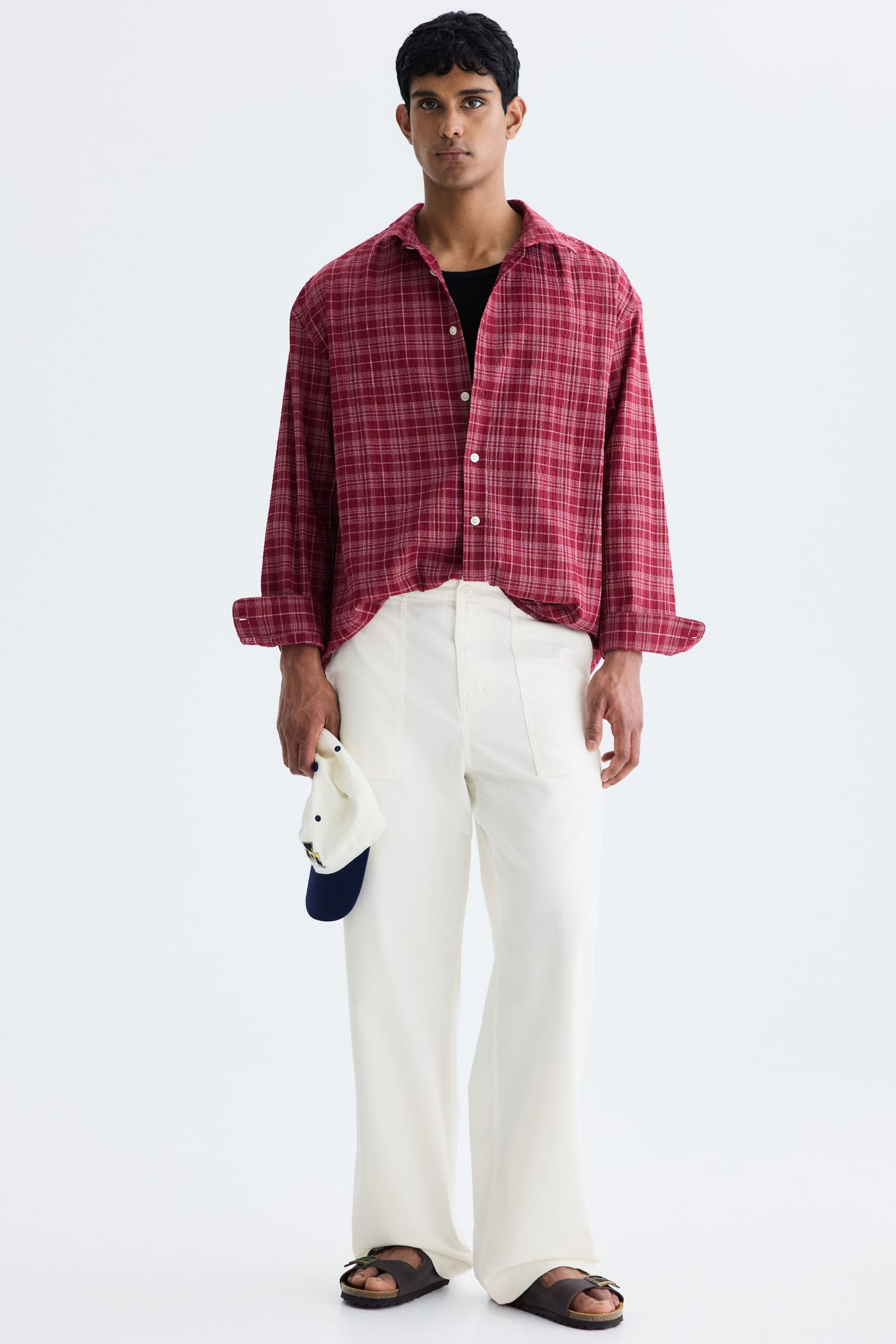 Relaxed Fit Twill trousers - White/Green/Black - 1