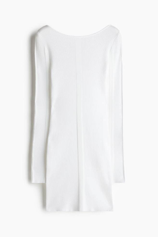 Rib-knit bodycon dress - White/Black - 1