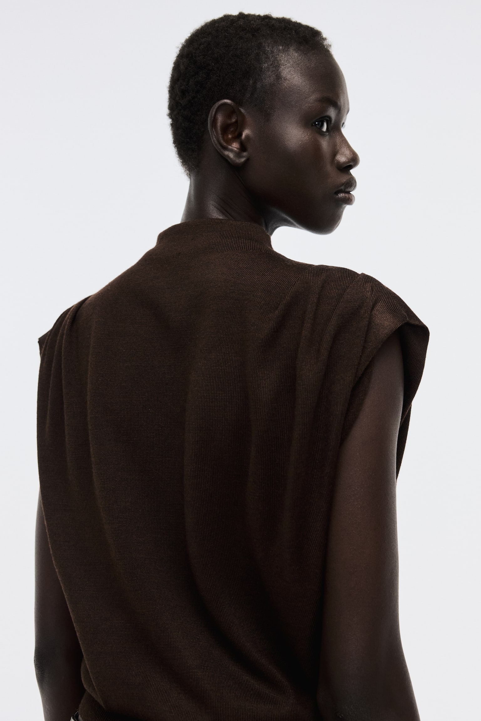 Fine-knit top - Brown/Light beige - 5