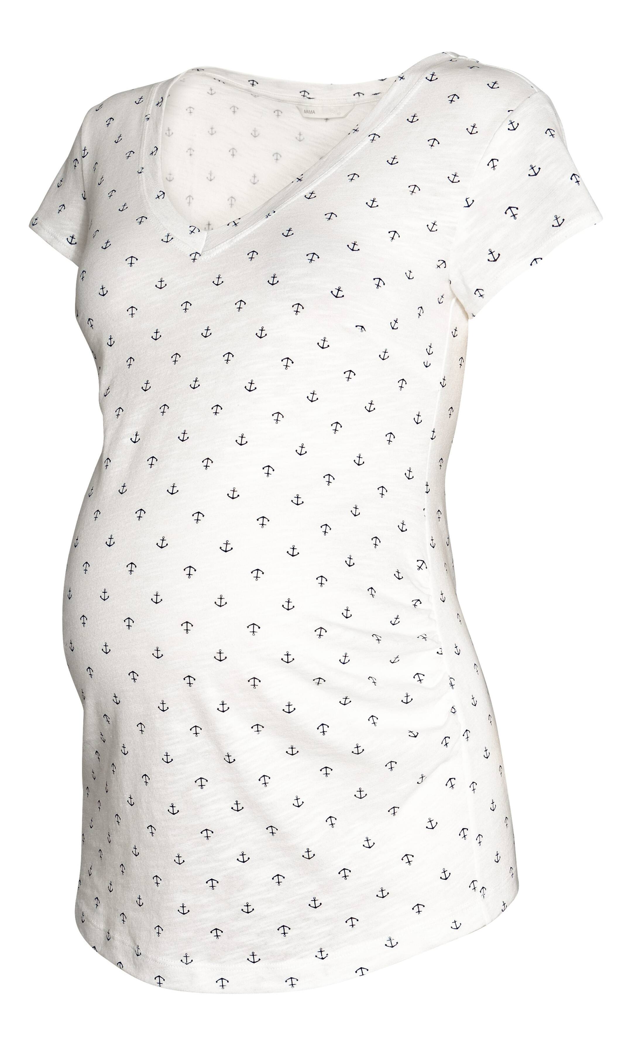 Größeres Bild ansehen: MAMA Shirt mit V-Ausschnitt - Weiß/Anker - Ladies | H&M DE 1