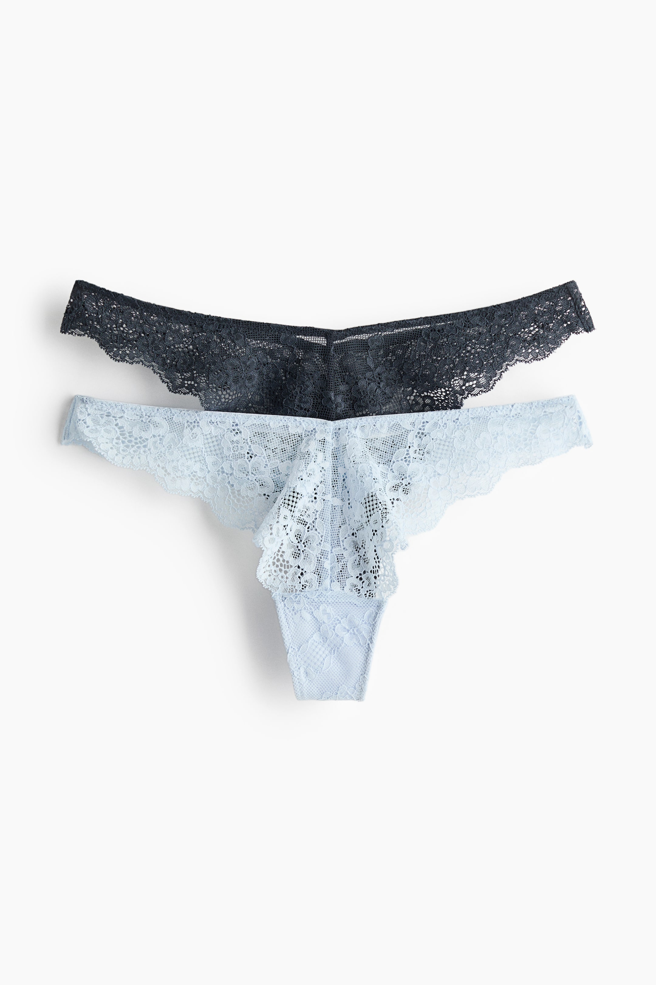 View larger image: 2-pack lace thong briefs - Light blue/Navy blue - Ladies | H&M SG 1