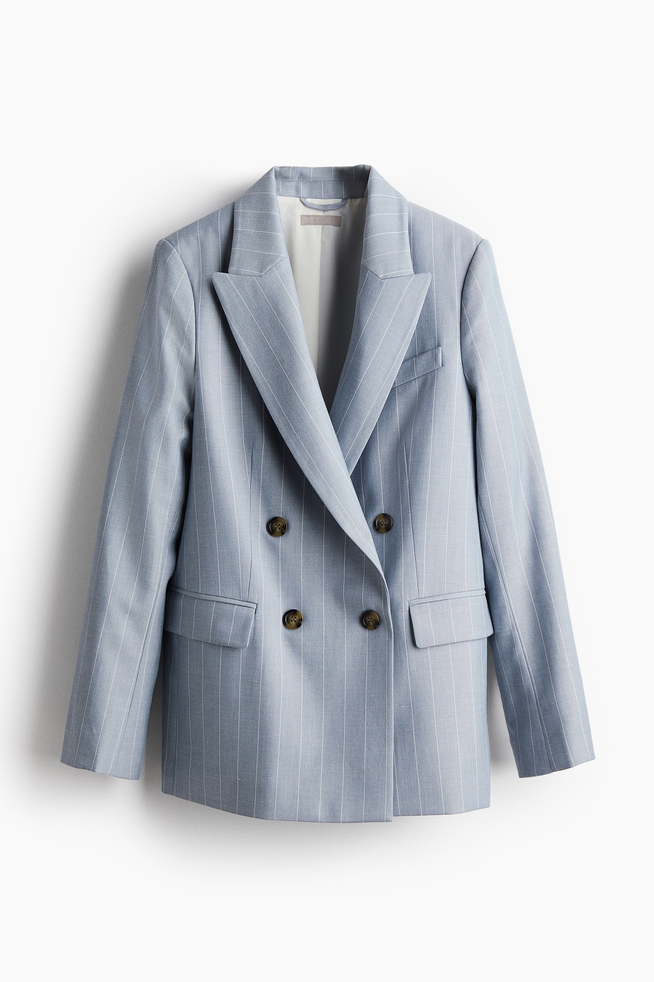 Oversized double-breasted blazer - Light dusty blue/Pinstriped - Ladies ...