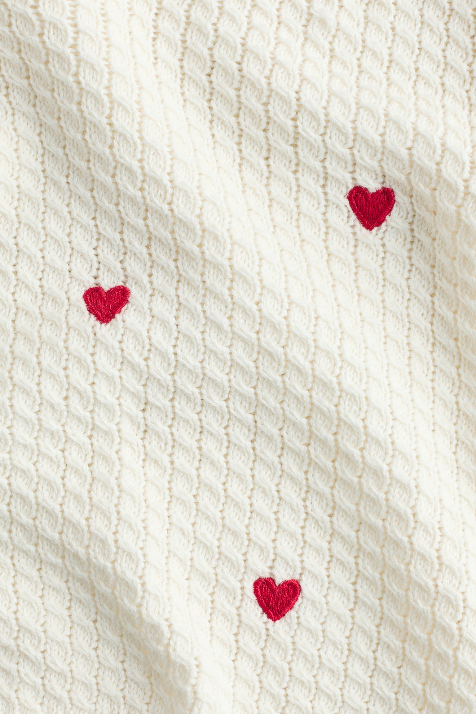 Cotton jumper - Cream/Hearts/Light beige/Red striped - 2
