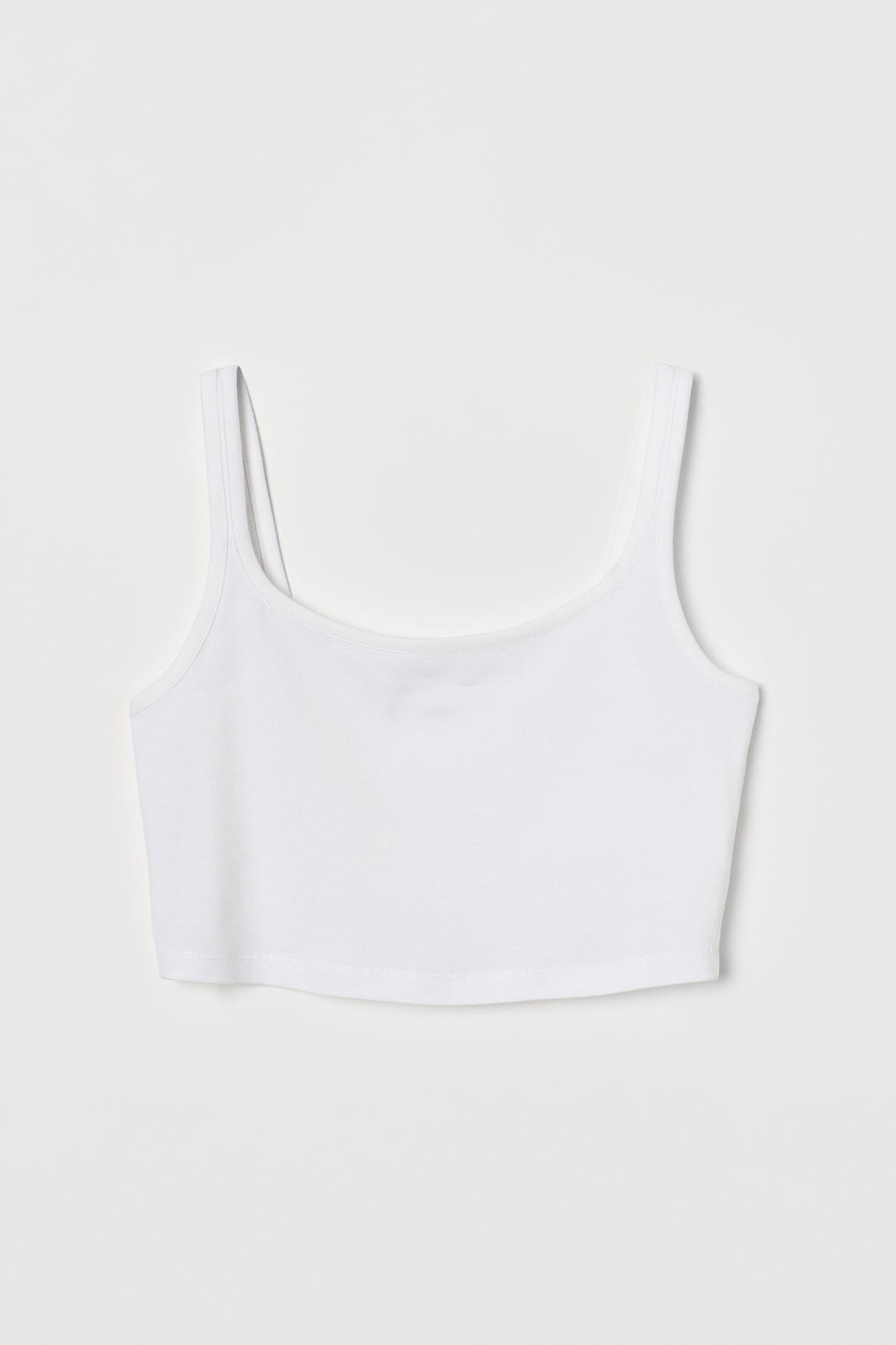 Short Tank Top - Square Neckline - Sleeveless - White - Ladies | H&M US