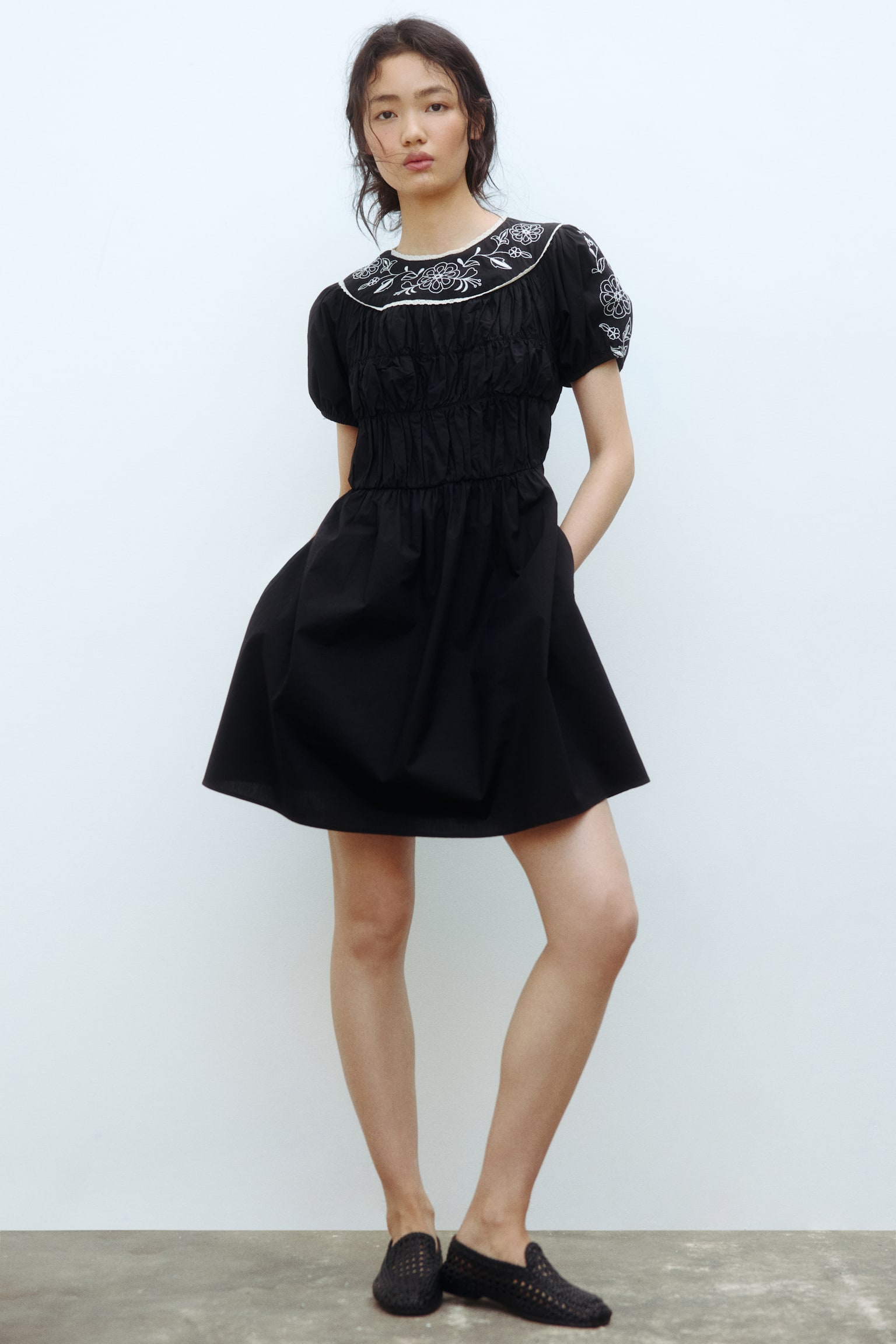 שמלת פופלין עם רקמה - 3