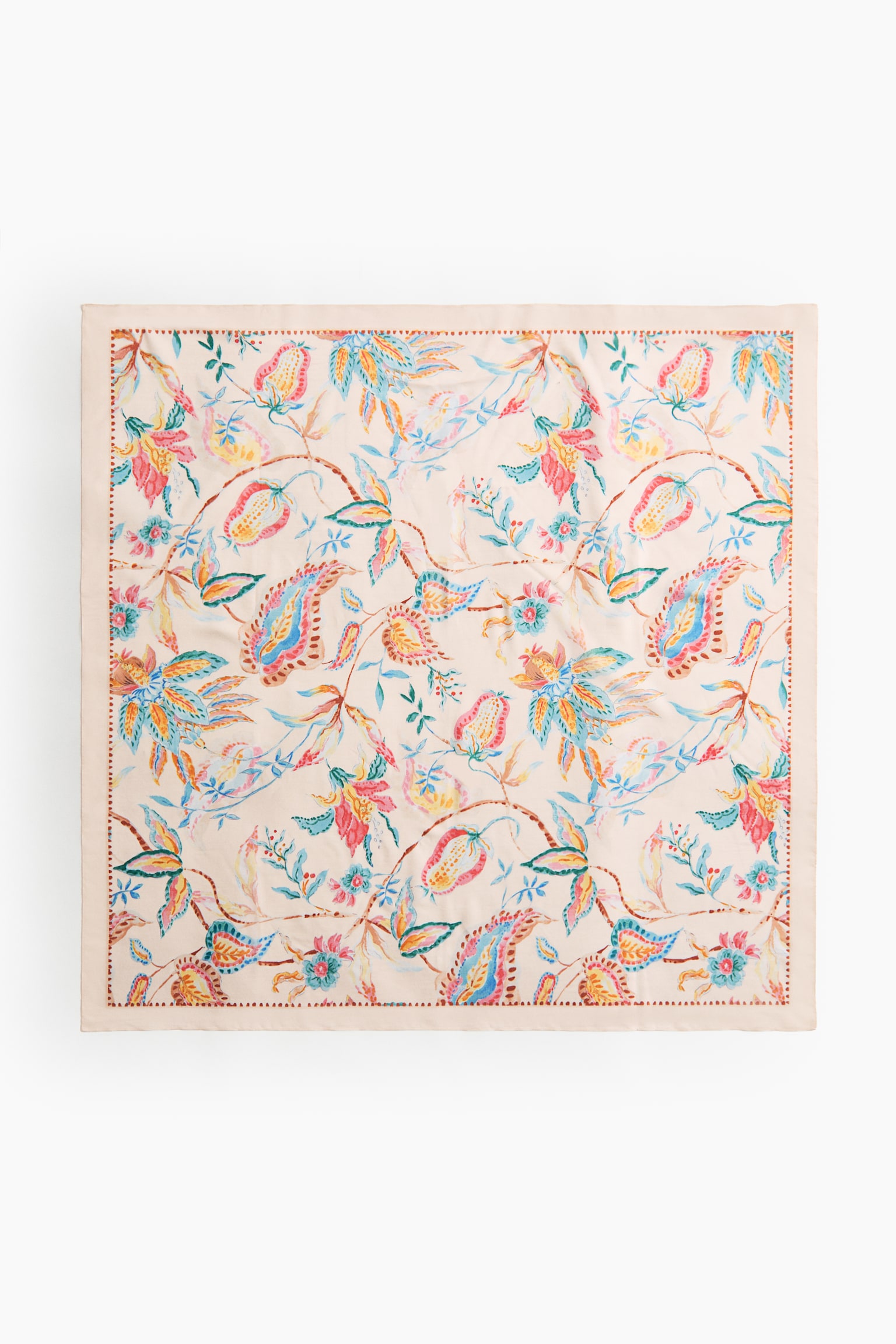 Printed scarf - Light beige/Floral/Brown/Patterned