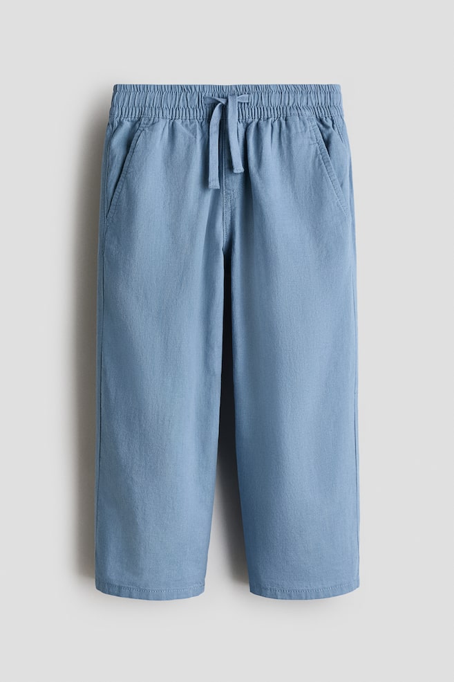 Linen-blend joggers - Light dusty blue/Light brown - 1