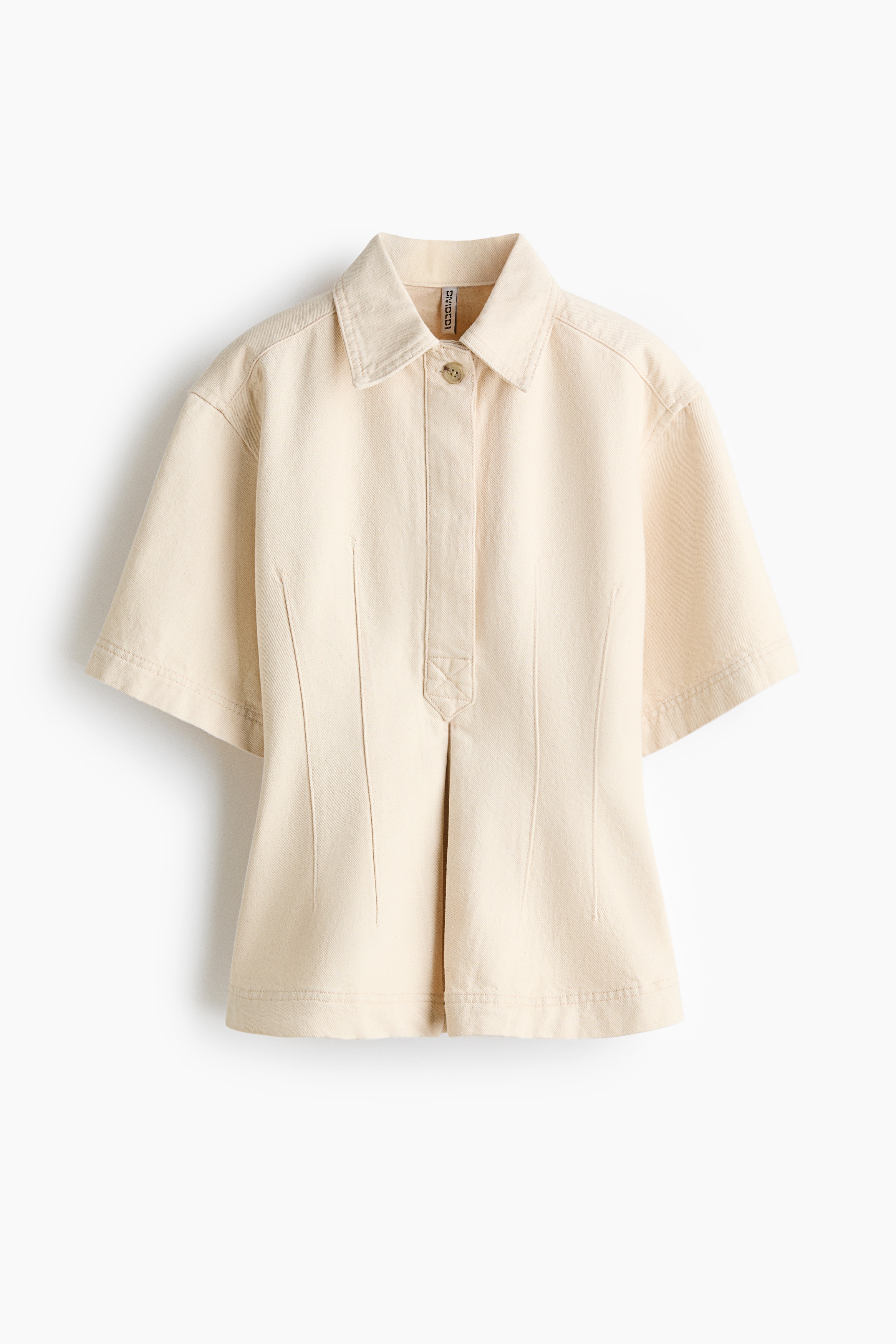 Defined-Waist Denim Shirt - Light beige/Dark denim blue/Denim blue
