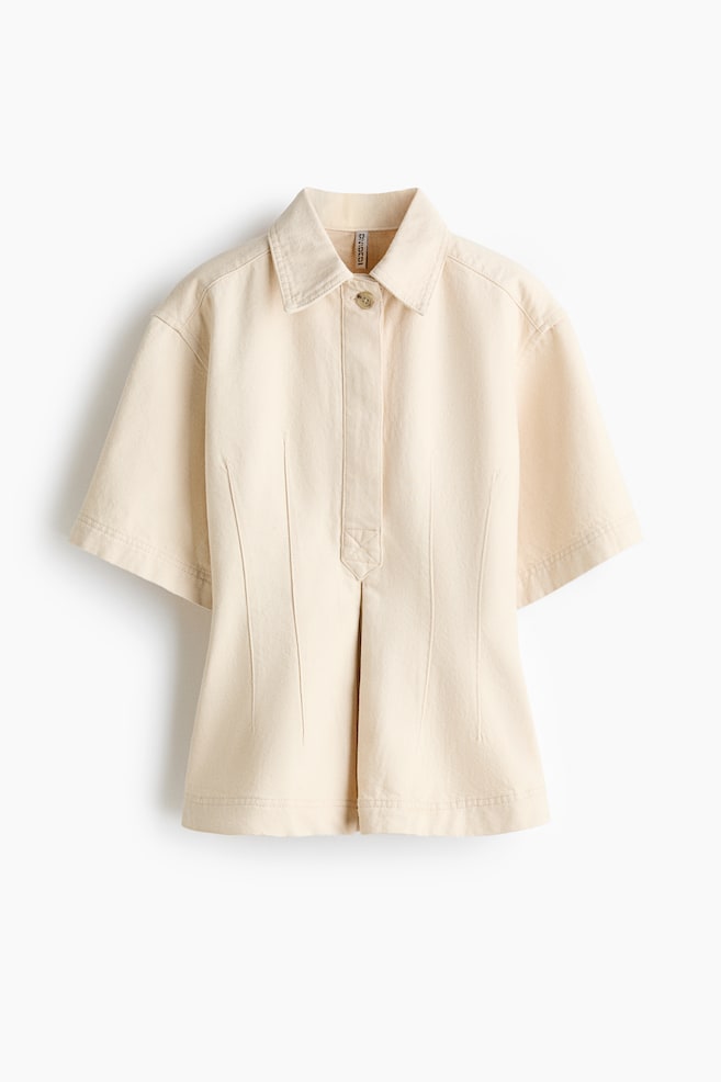 Waisted denim shirt - Light beige/Denim blue/Dark denim blue - 1
