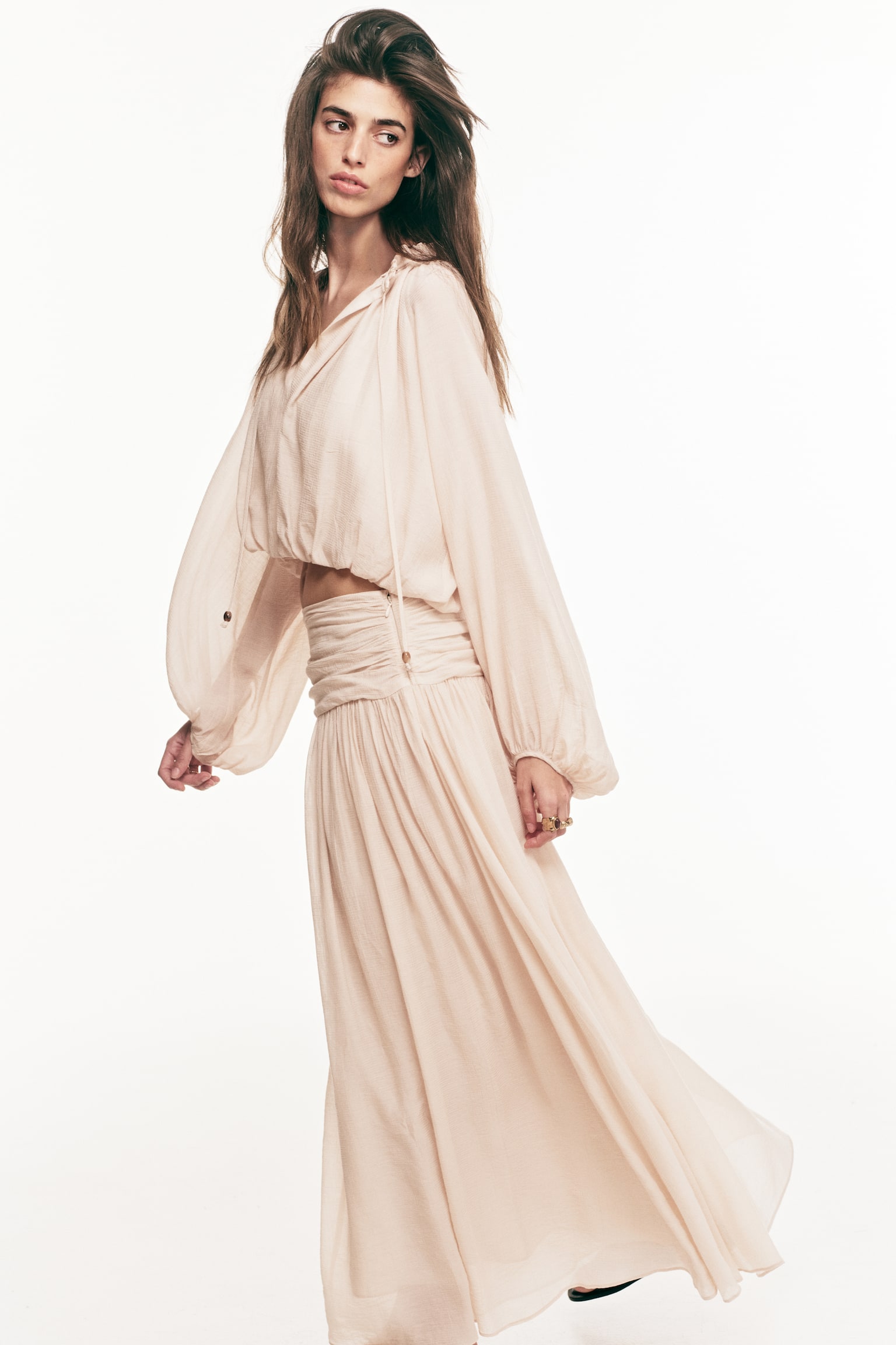 Oversized crêpe blouse - Pale orange - 5
