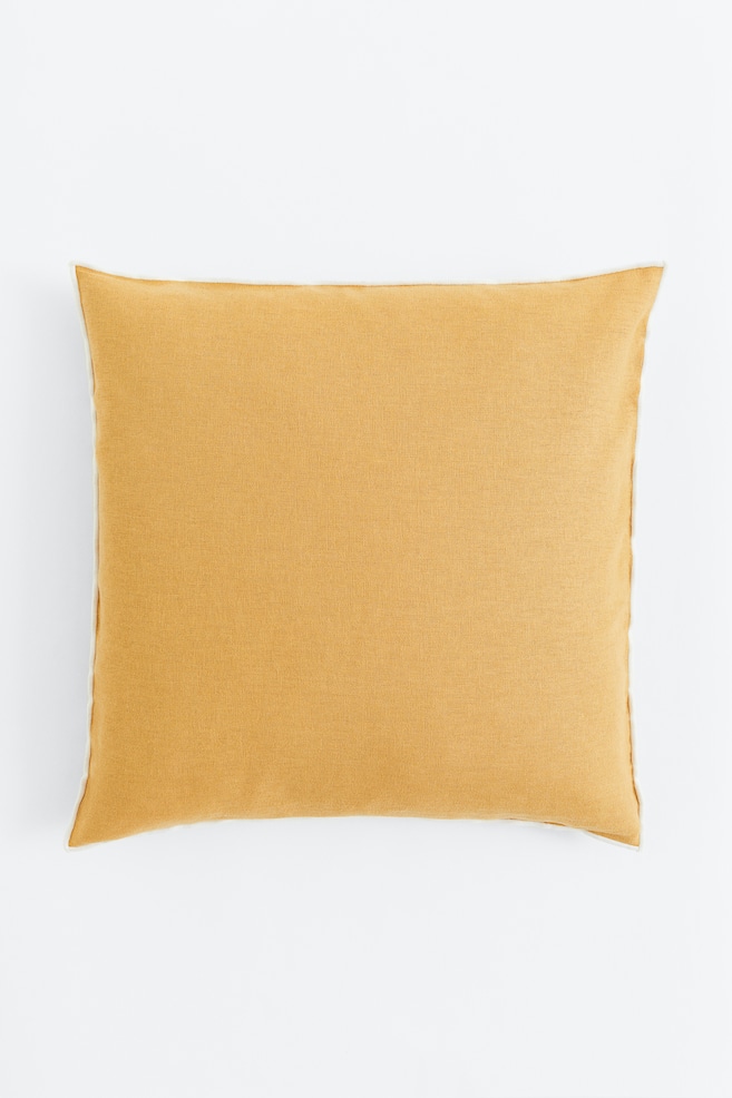 Linen-blend cushion cover - Yellow/Light beige/Light blue - 1