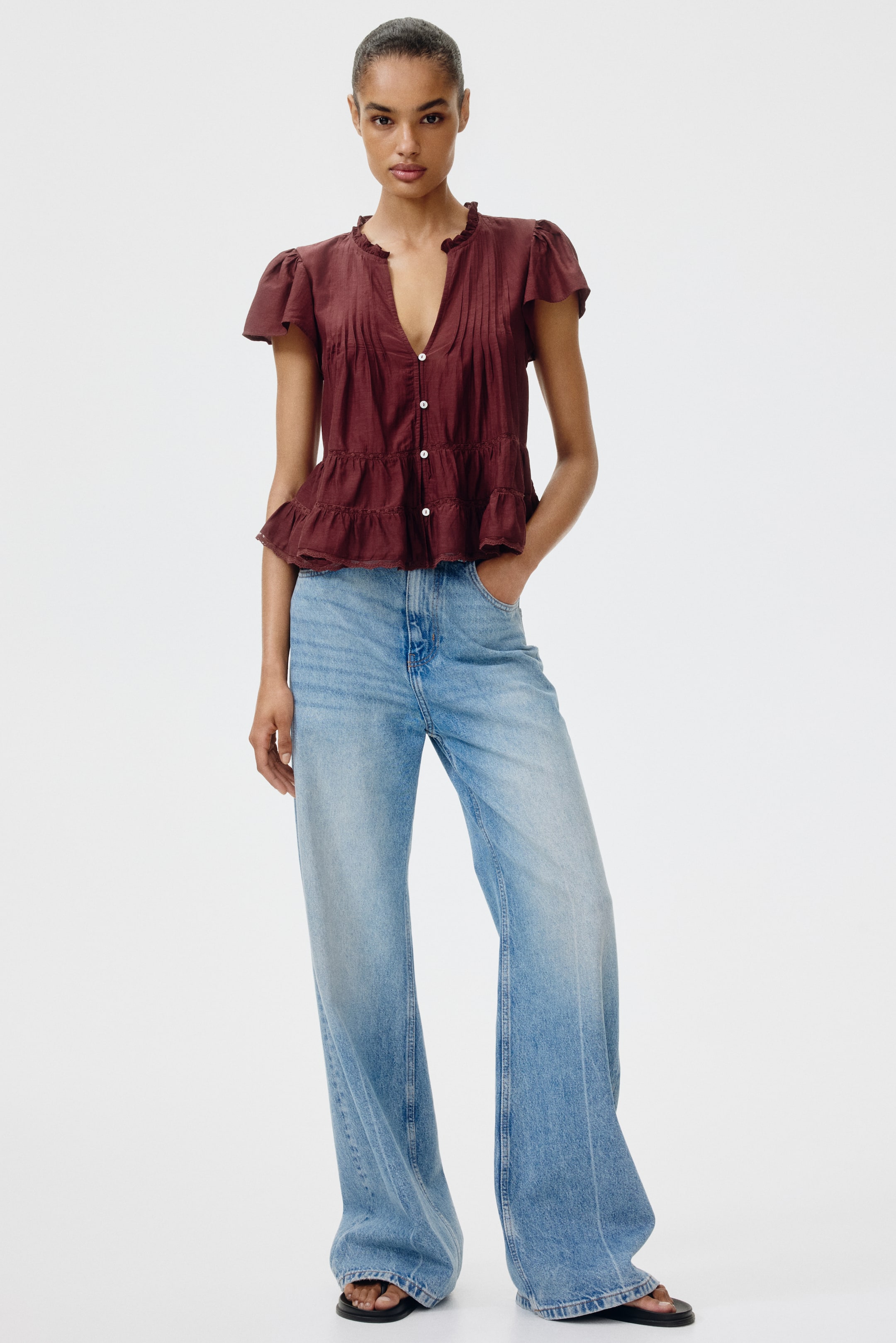 Женские блузки H&M Puff-Sleeved Blouse — фото 4